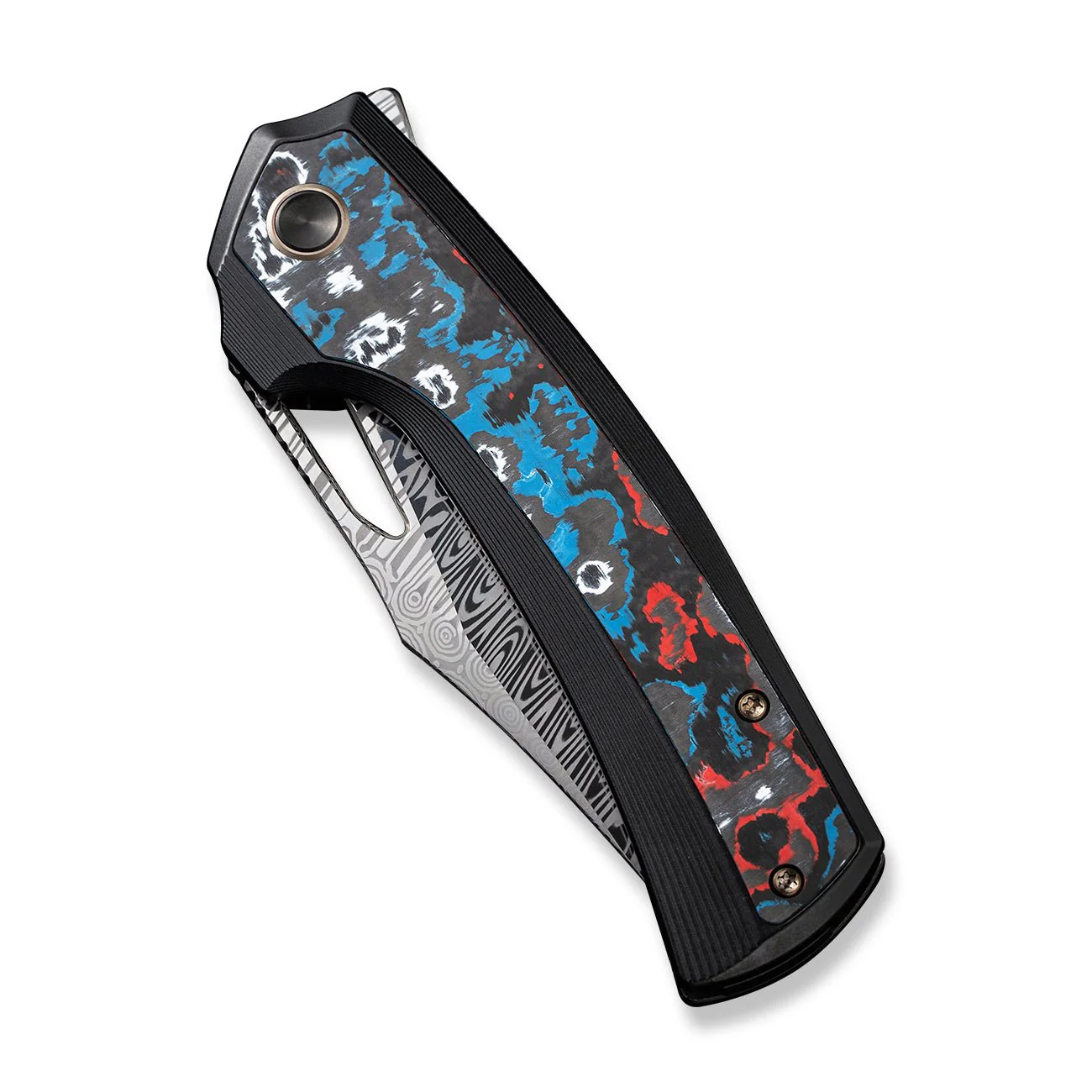 WEKNIFE Nefaris Flipper & Thumb Hole Knife Titanium & FatCarbon Fiber Handle (3.48" Damasteel Blade) WE22040F-DS1 - Image 6