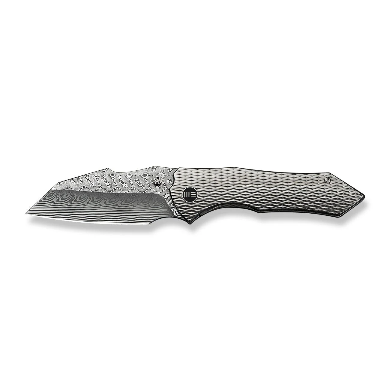 WEKNIFE High-Fin XL Thumb Stud Knife Titanium Handle (3.48" Damasteel Blade) WE24010-DS1 - Image 4