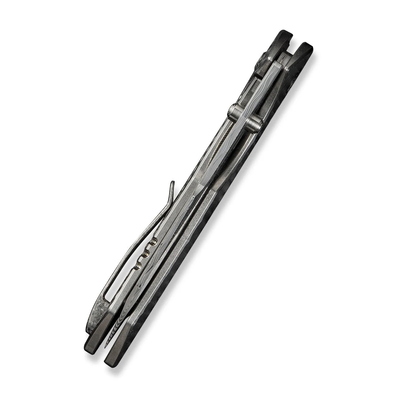 WEKNIFE High-Fin XL Thumb Stud Knife Titanium Handle (3.48" Damasteel Blade) WE24010-DS1 - Image 8