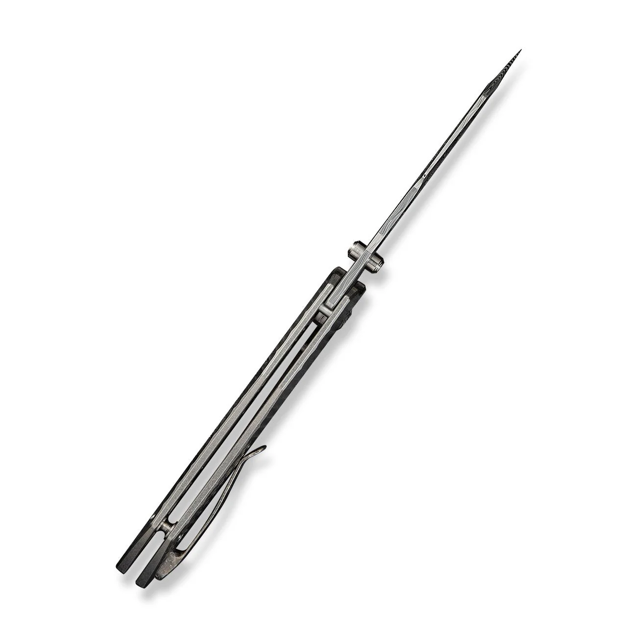 WEKNIFE High-Fin XL Thumb Stud Knife Titanium Handle (3.48" Damasteel Blade) WE24010-DS1 - Image 9