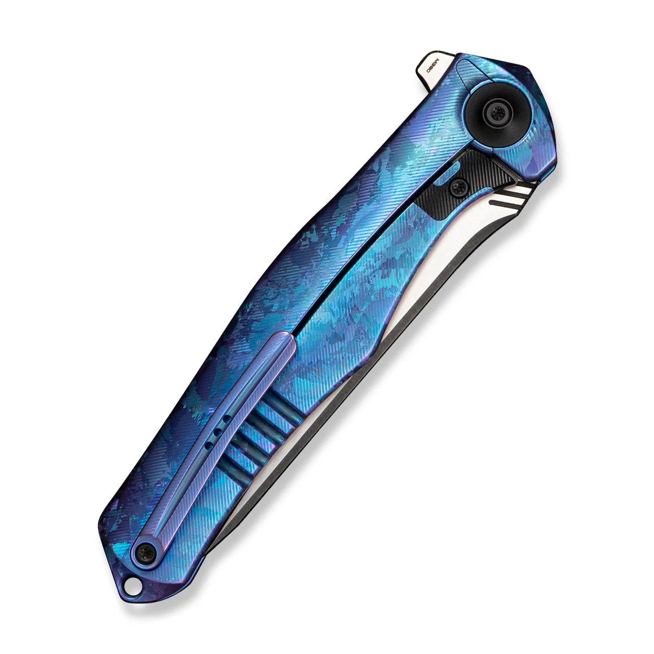 WEKNIFE 702 Flipper Knife Crystalized Blue / Purple Titanium Integral Handle (3.9" Black Stonewashed Bohler M390 Blade, Satin Flat) 702-2025 BSW - Image 4