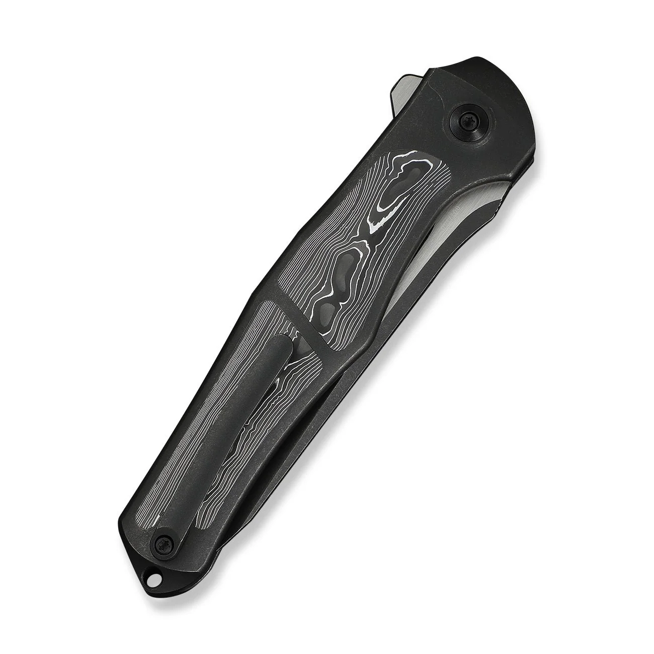 WEKNIFE 702XI Flipper & Button Lock Knife Black Titanium Integral Handle With Aluminum Foil Carbon Fiber Inlay (3.81" Black Stonewashed Bohler M390 Blade, Satin Flat) WE07B-2 - Image 7