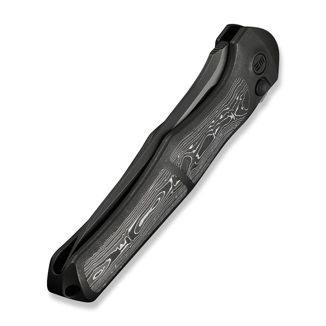 WEKNIFE 702XI Flipper & Button Lock Knife Black Titanium Integral Handle With Aluminum Foil Carbon Fiber Inlay (3.81" Black Stonewashed Bohler M390 Blade, Satin Flat) WE07B-2 - Image 8