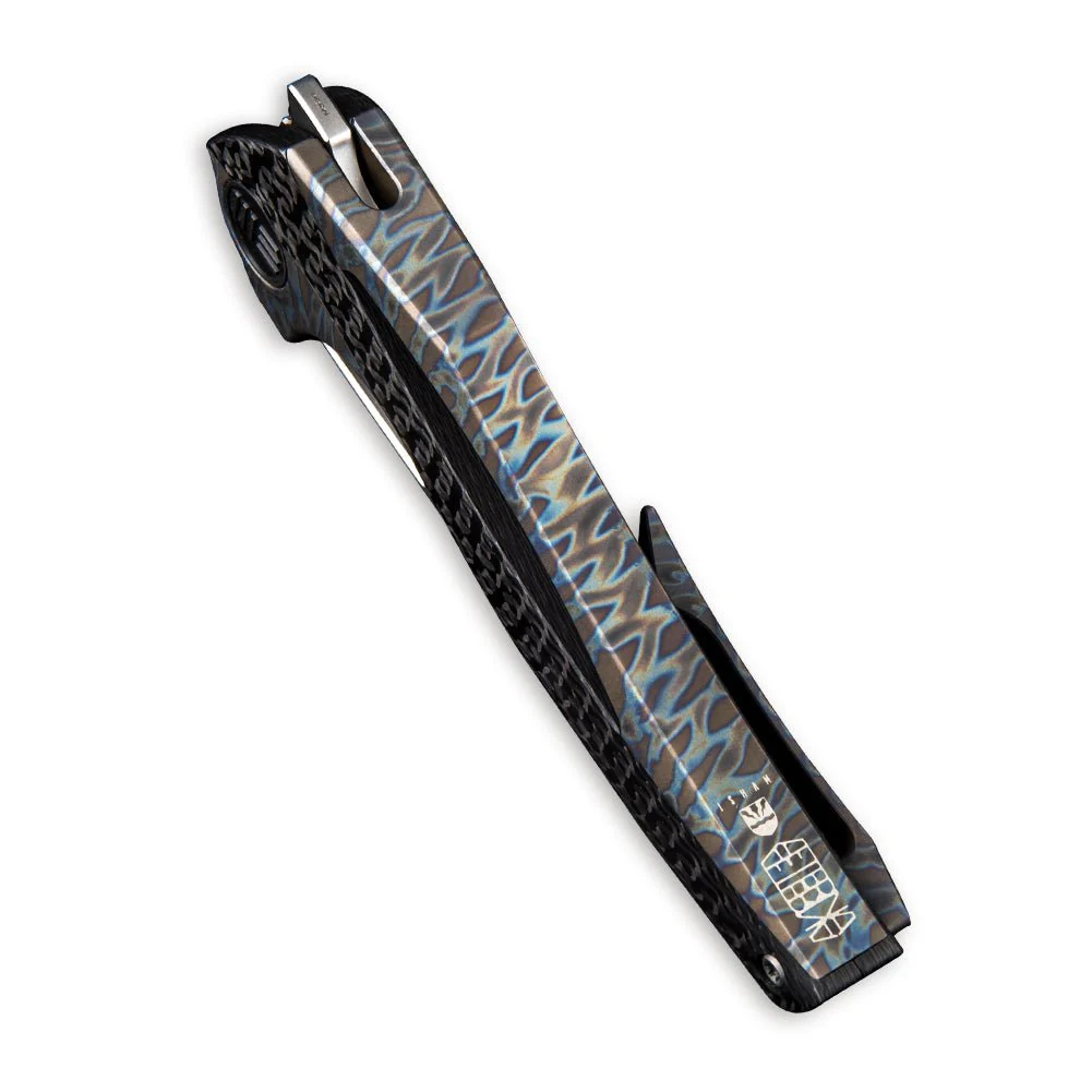 WEKNIFE ÆternA Flipper & Thumb Hole Knife Titanium & Carbon Fiber Handle (3.28" M390 Blade) 918B - Image 4