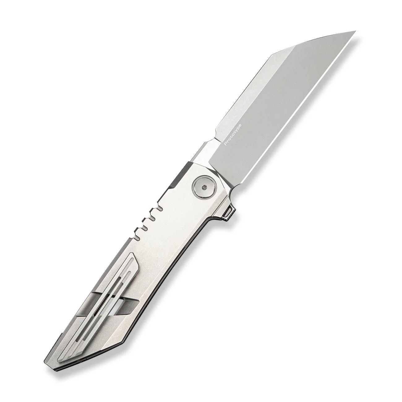 WEKNIFE Anglex Flipper Knife Gray Titanium Handle (3.89" Stonewashed Bohler M390 Blade, Satin Flat) WE25070 Sample2 - Image 2