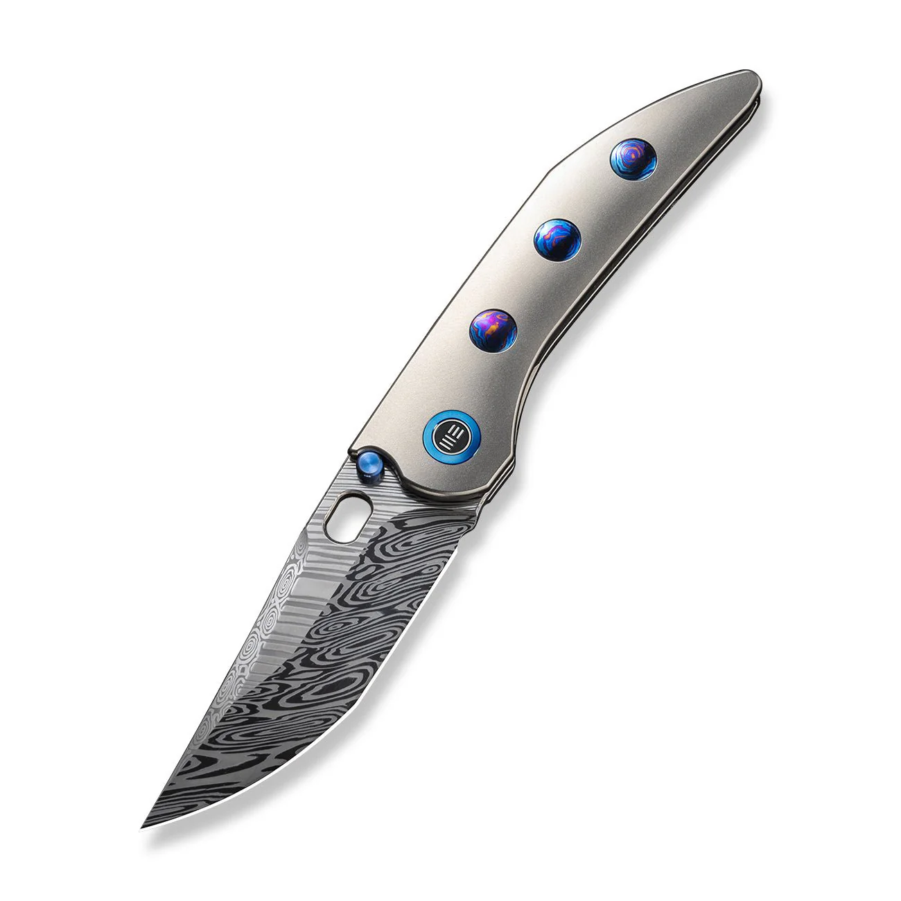 WEKNIFE Attor Thumb Stud & Thumb Hole Knife Titanium Handle (3.55" Damasteel Blade) WE23037-DS1 - Image 3