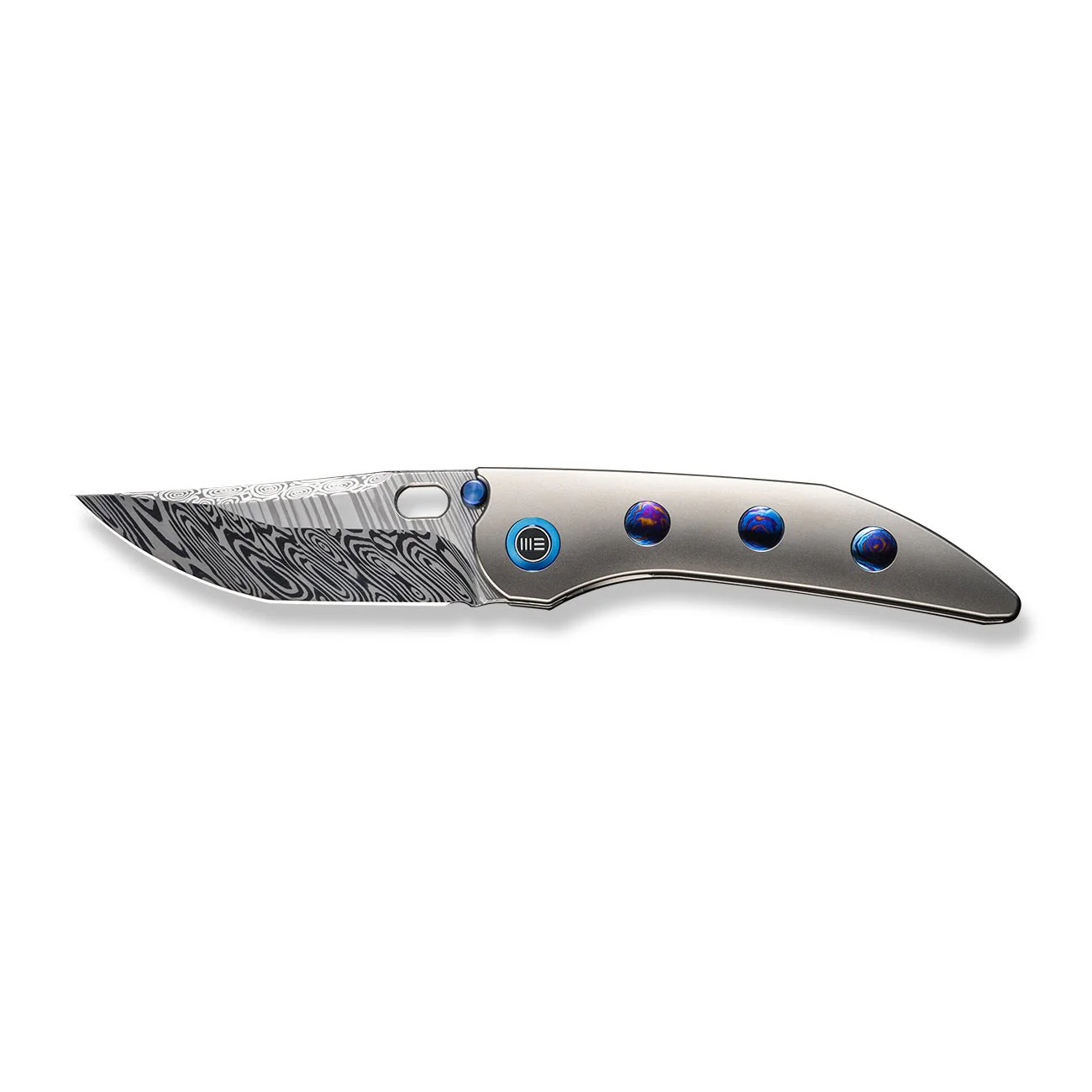 WEKNIFE Attor Thumb Stud & Thumb Hole Knife Titanium Handle (3.55" Damasteel Blade) WE23037-DS1 - Image 5