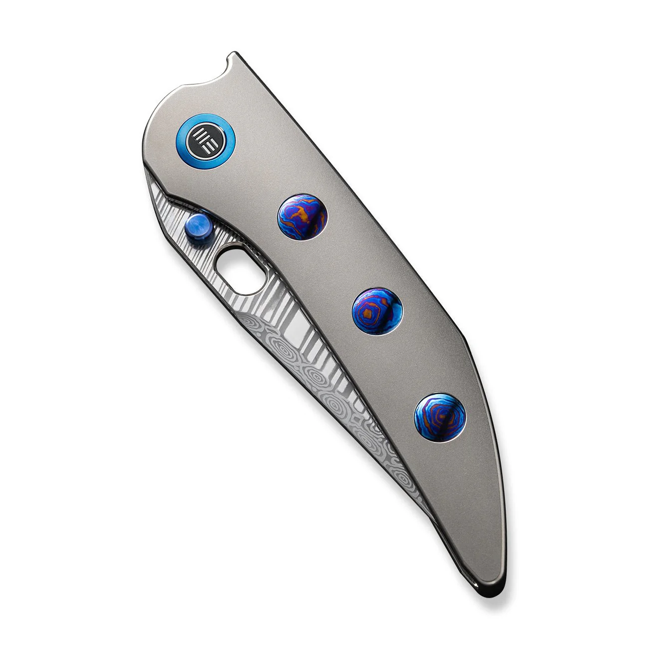 WEKNIFE Attor Thumb Stud & Thumb Hole Knife Titanium Handle (3.55" Damasteel Blade) WE23037-DS1 - Image 6