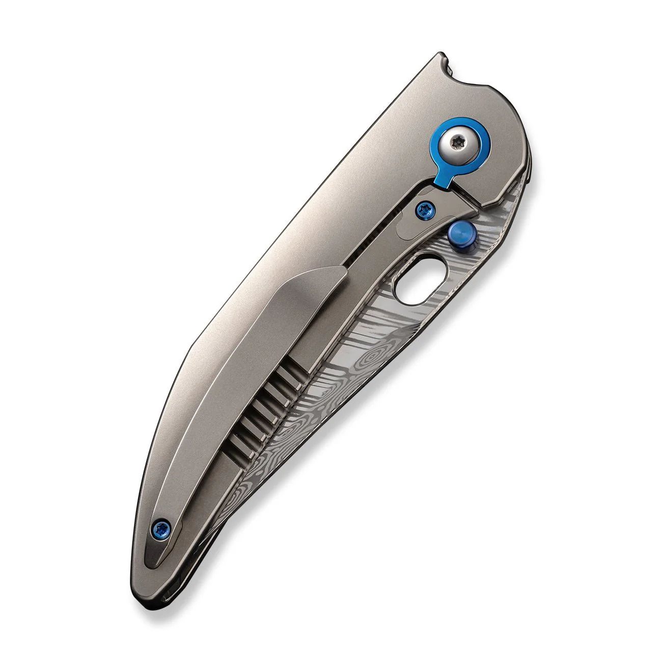 WEKNIFE Attor Thumb Stud & Thumb Hole Knife Titanium Handle (3.55" Damasteel Blade) WE23037-DS1 - Image 7
