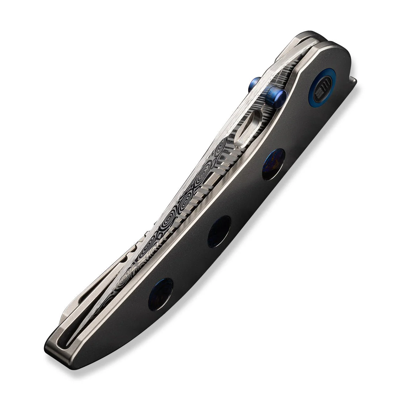 WEKNIFE Attor Thumb Stud & Thumb Hole Knife Titanium Handle (3.55" Damasteel Blade) WE23037-DS1 - Image 8