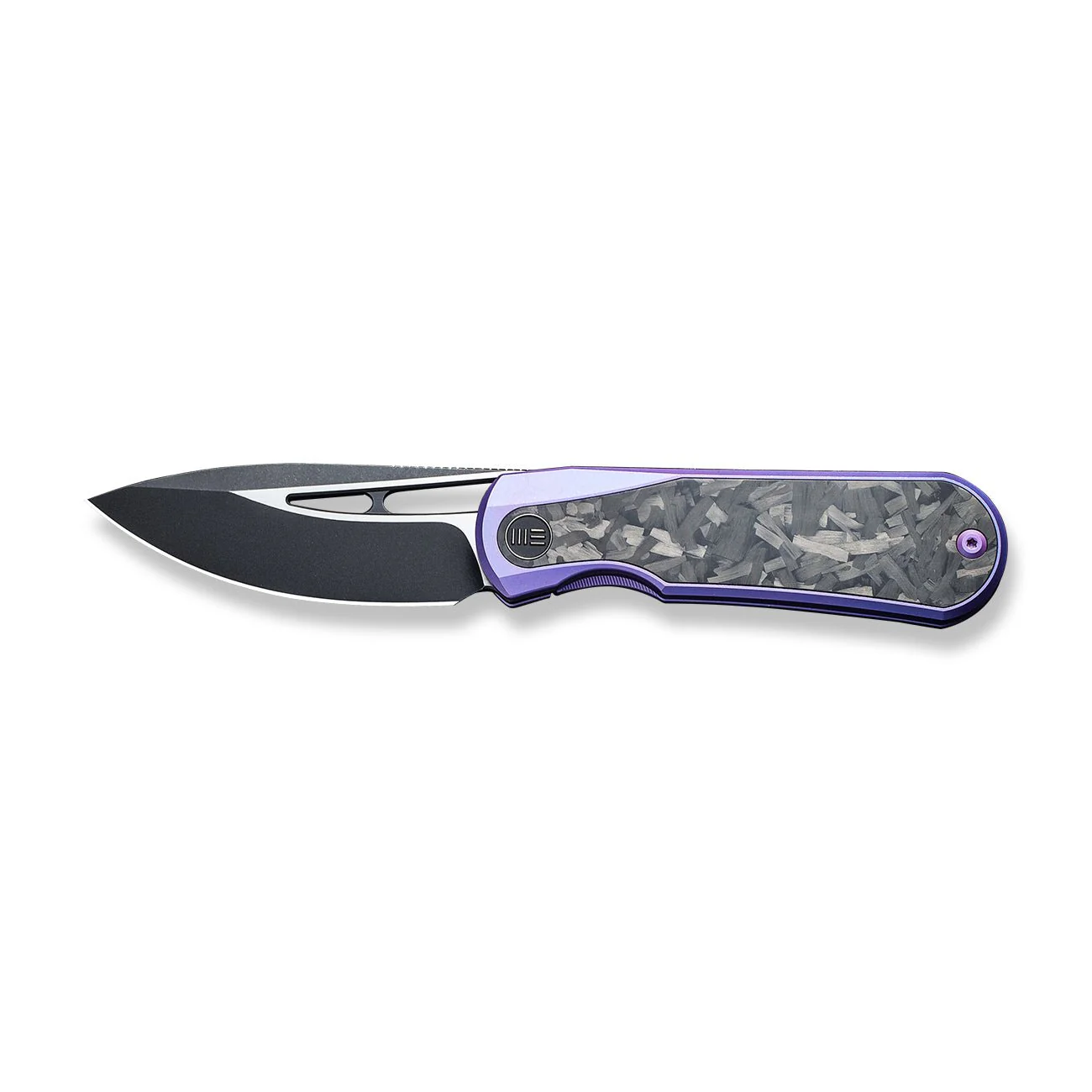 WEKNIFE Baloo Mystery Box Front Flipper & Thumb Hole Knife Purple Titanium Handle With Shredded Carbon Fiber Inlay (3.31" Black Stonewashed CPM 20CV Blade, Satin Flat) WE21033-3 MB, With One Free Mystery WE Or CIVIVI Model - Image 4