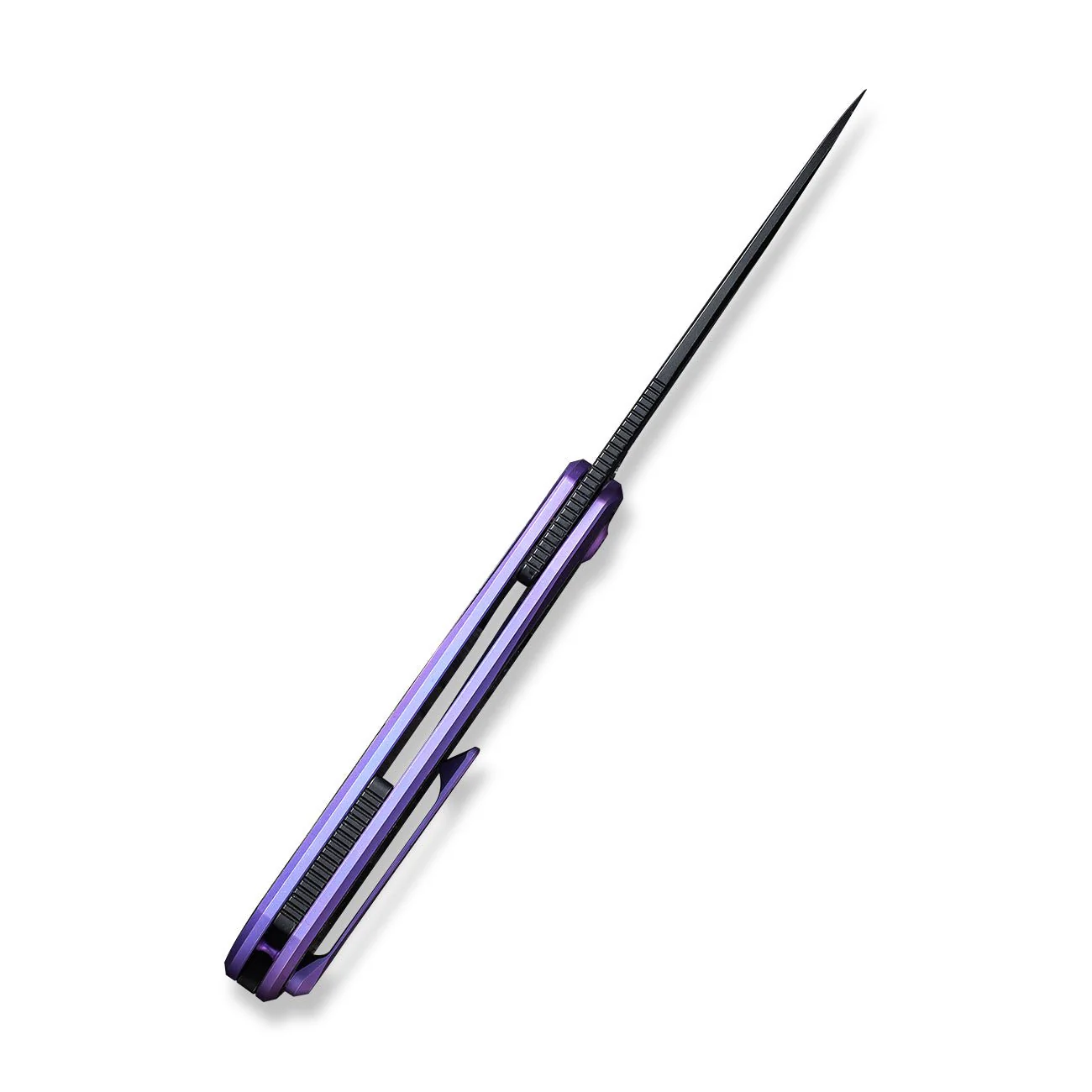 WEKNIFE Baloo Mystery Box Front Flipper & Thumb Hole Knife Purple Titanium Handle With Shredded Carbon Fiber Inlay (3.31" Black Stonewashed CPM 20CV Blade, Satin Flat) WE21033-3 MB, With One Free Mystery WE Or CIVIVI Model - Image 9