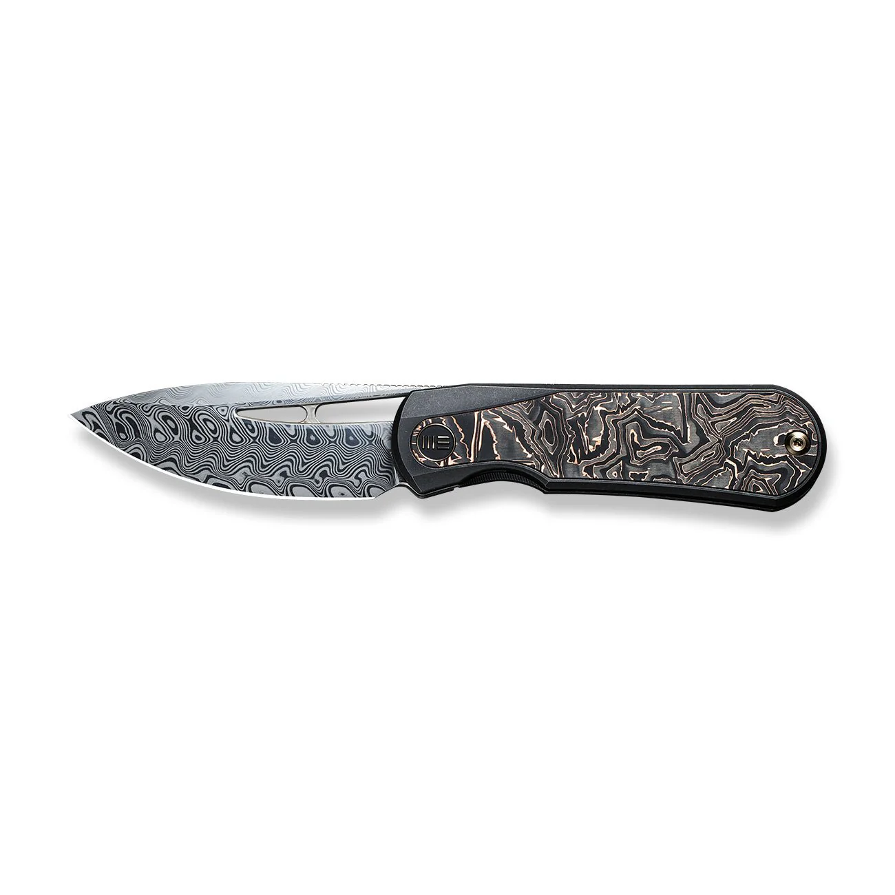 WEKNIFE Baloo Front Flipper & Thumb Hole Knife Titanium & Carbon Fiber Handle (3.31" Damasteel) WE21033-DS1 - Image 4