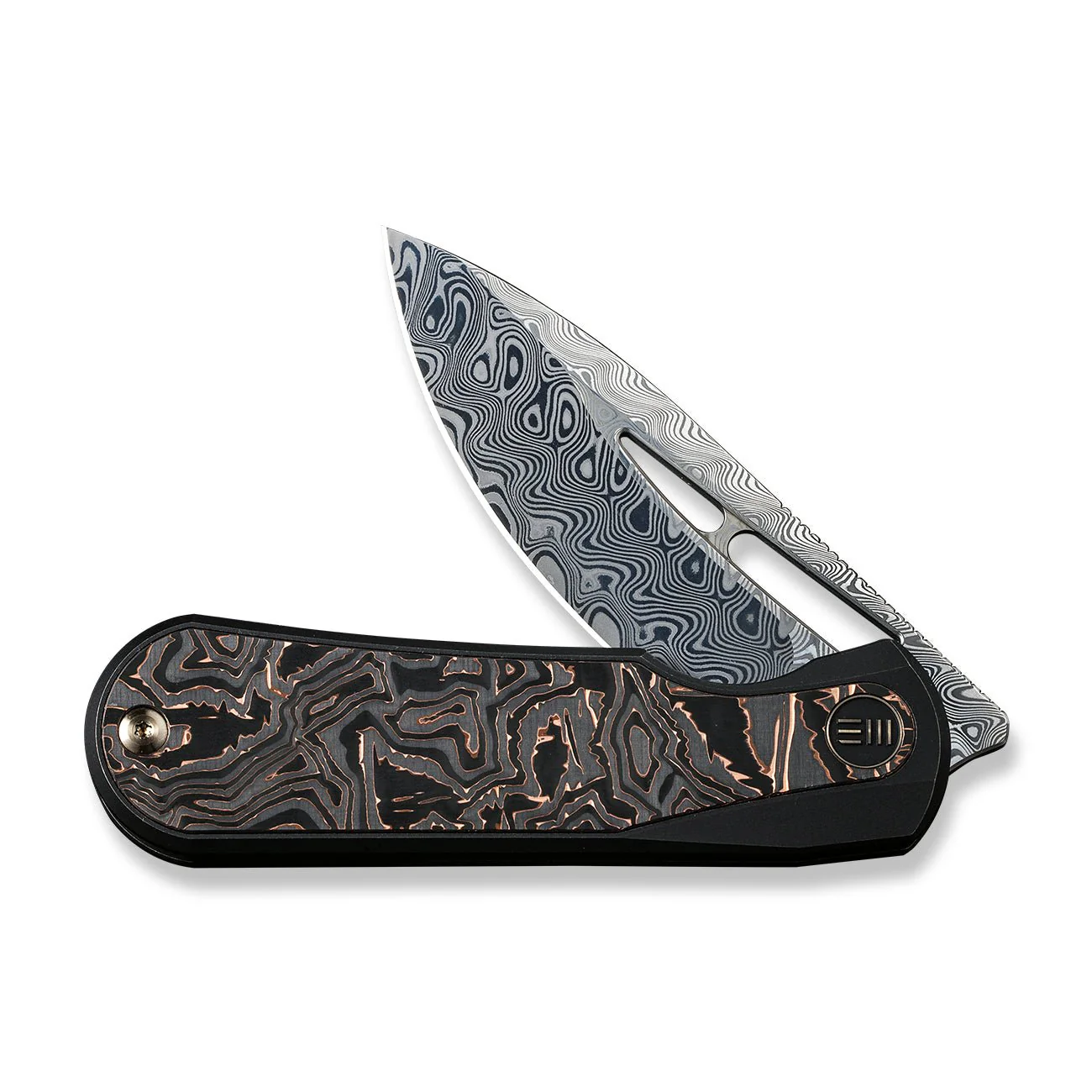 WEKNIFE Baloo Front Flipper & Thumb Hole Knife Titanium & Carbon Fiber Handle (3.31" Damasteel) WE21033-DS1 - Image 5