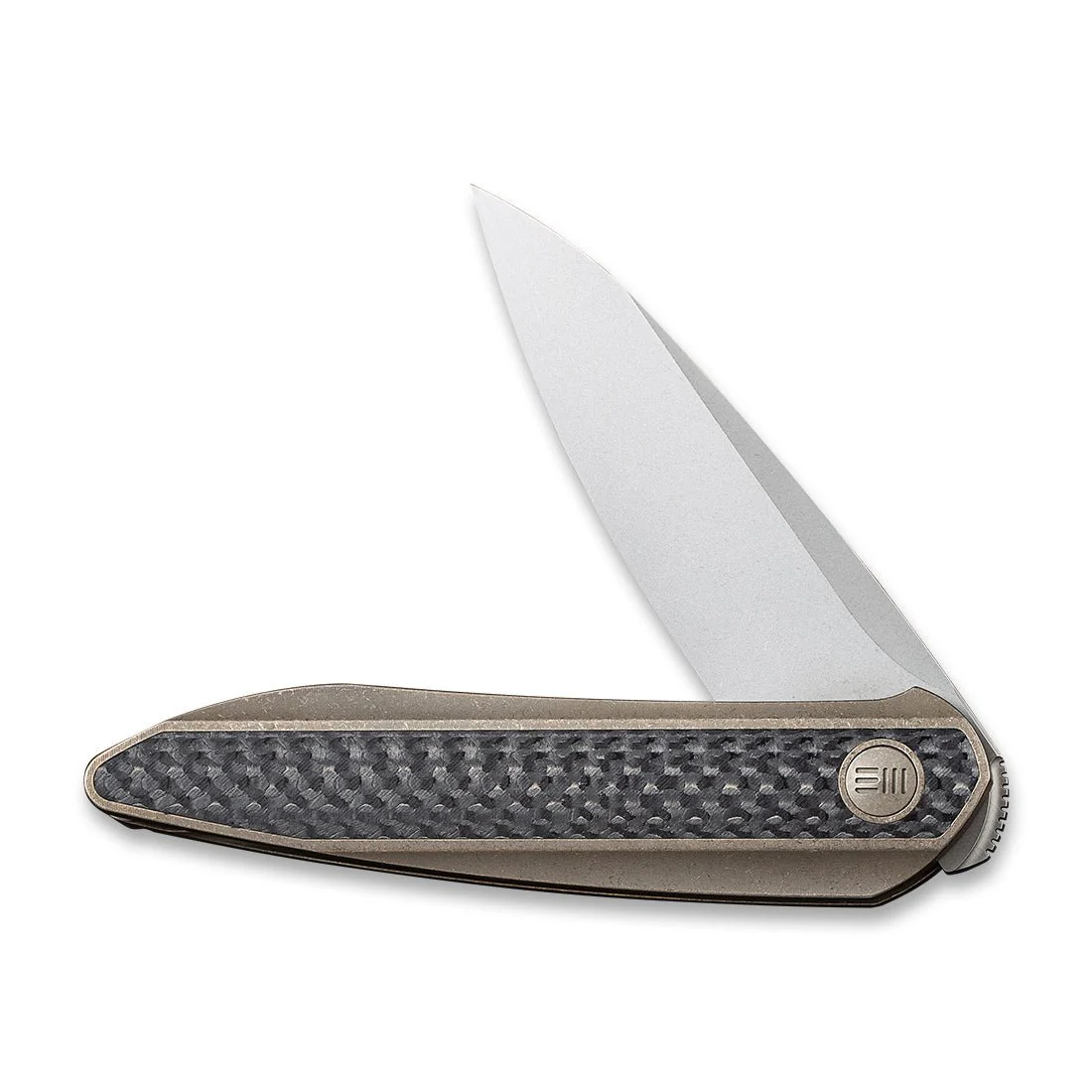 WEKNIFE Black Void Opus Front Flipper Knife Titanium & Carbon Fiber Handle (2.84" CPM 20CV Blade) 2010A - Image 4
