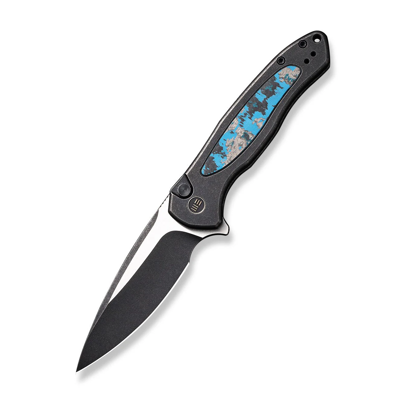 WEKNIFE Button Lock Kitefin Flipper Knife Titanium & FatCarbon Fiber Handle (3.22" CPM 20CV Blade) WE19002N-1 - Image 3