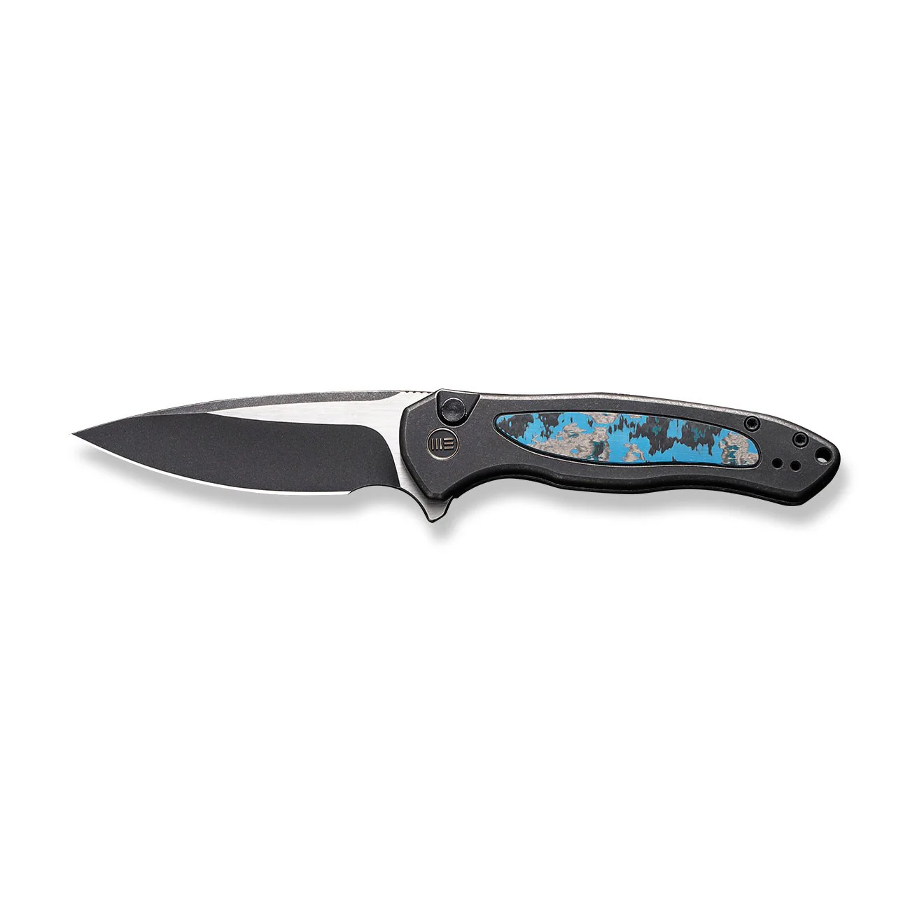 WEKNIFE Button Lock Kitefin Flipper Knife Titanium & FatCarbon Fiber Handle (3.22" CPM 20CV Blade) WE19002N-1 - Image 4