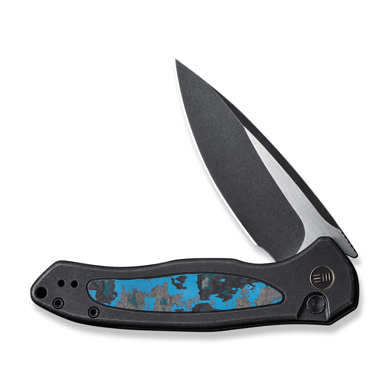WEKNIFE Button Lock Kitefin Flipper Knife Titanium & FatCarbon Fiber Handle (3.22" CPM 20CV Blade) WE19002N-1 - Image 5