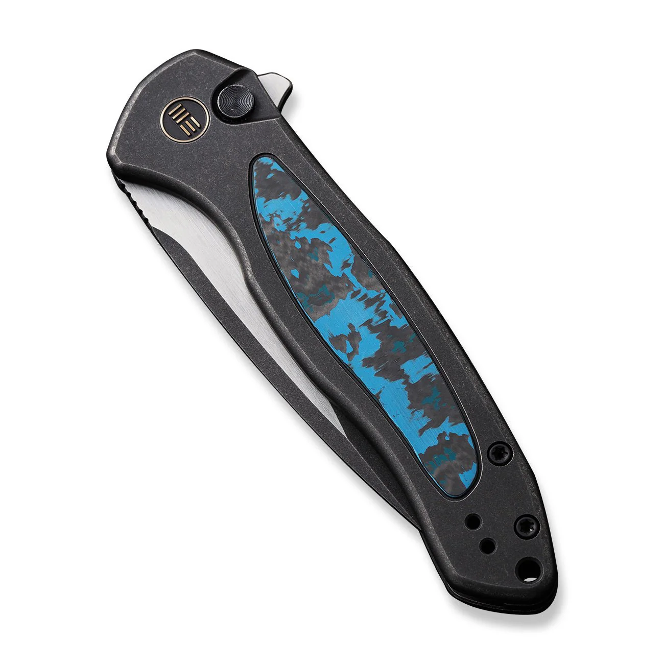 WEKNIFE Button Lock Kitefin Flipper Knife Titanium & FatCarbon Fiber Handle (3.22" CPM 20CV Blade) WE19002N-1 - Image 6