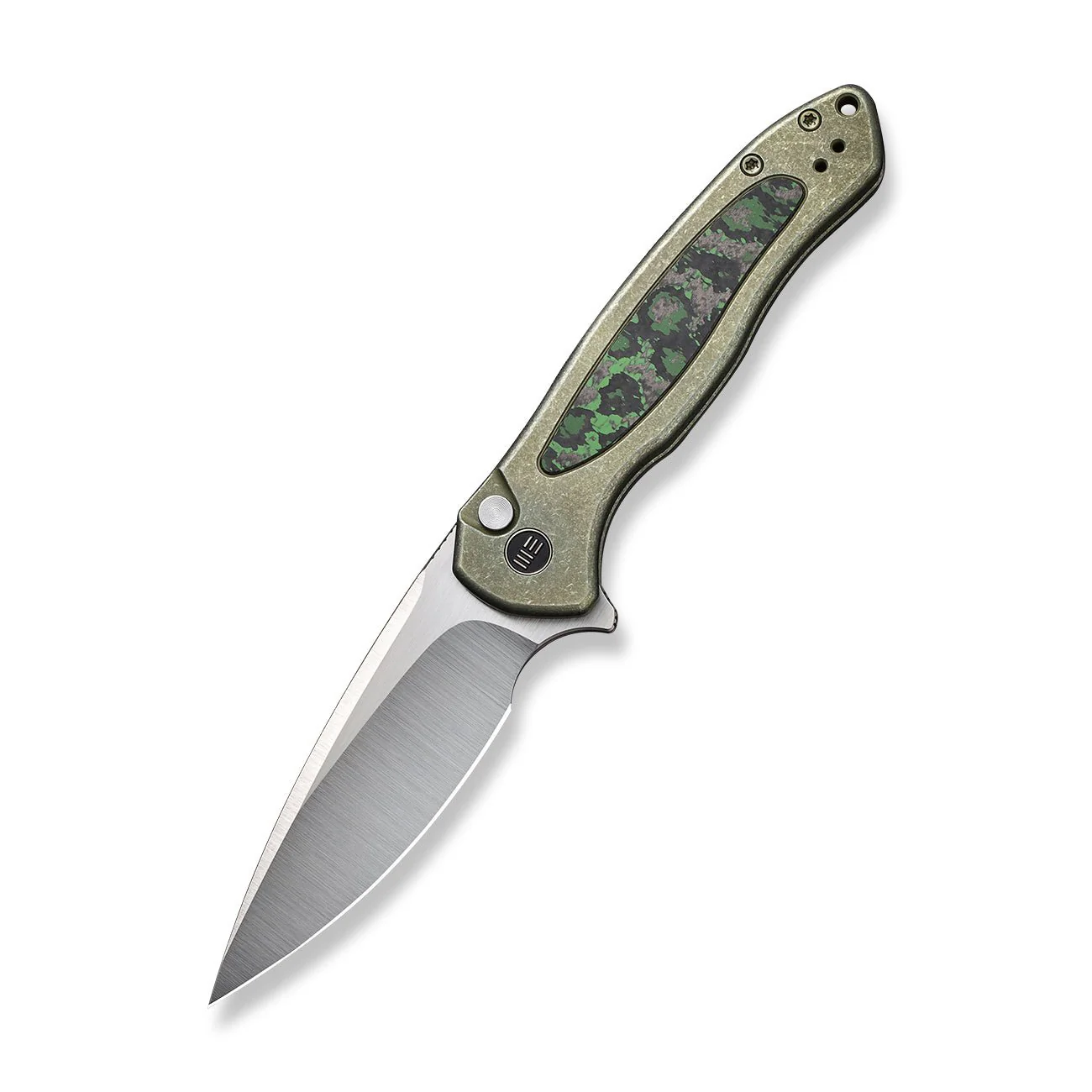 WEKNIFE Button Lock Kitefin Flipper Knife Titanium & FatCarbon Fiber Handle (3.22" CPM 20CV Blade) WE19002N-2 - Image 3