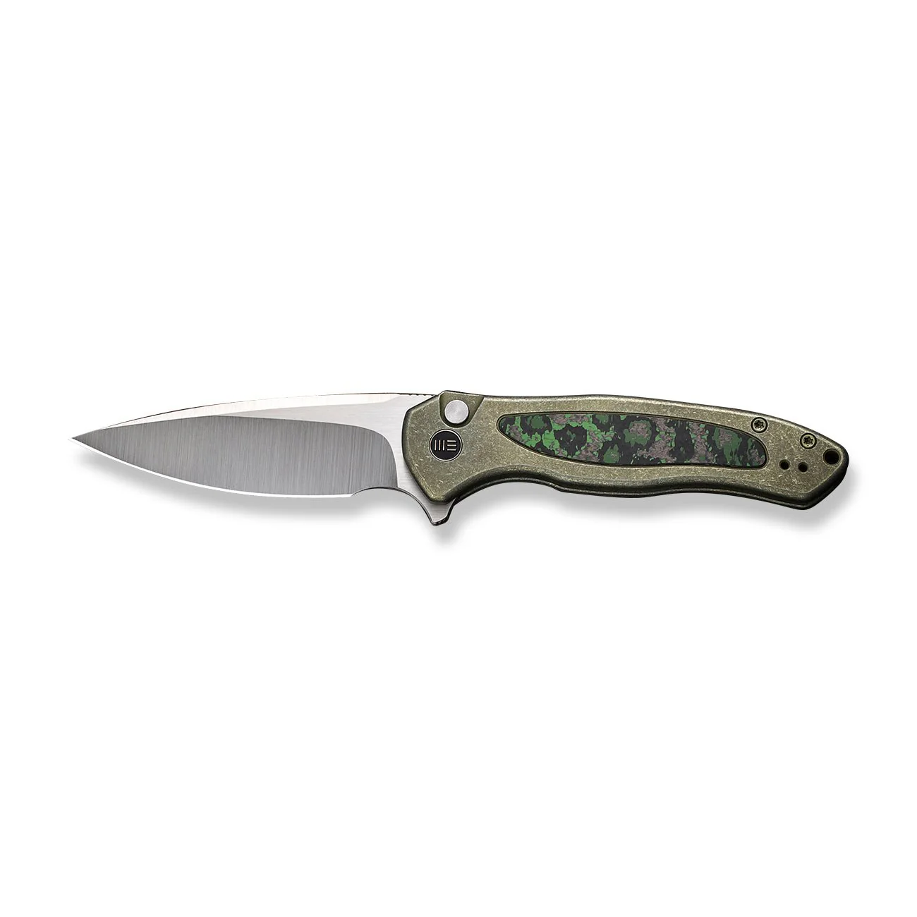 WEKNIFE Button Lock Kitefin Flipper Knife Titanium & FatCarbon Fiber Handle (3.22" CPM 20CV Blade) WE19002N-2 - Image 4