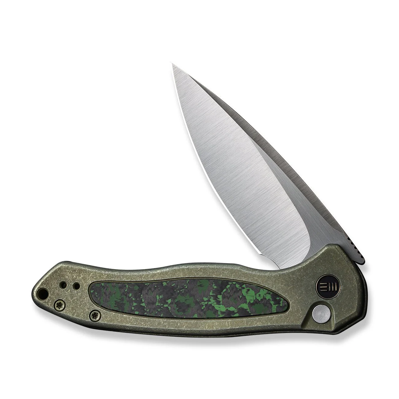 WEKNIFE Button Lock Kitefin Flipper Knife Titanium & FatCarbon Fiber Handle (3.22" CPM 20CV Blade) WE19002N-2 - Image 5