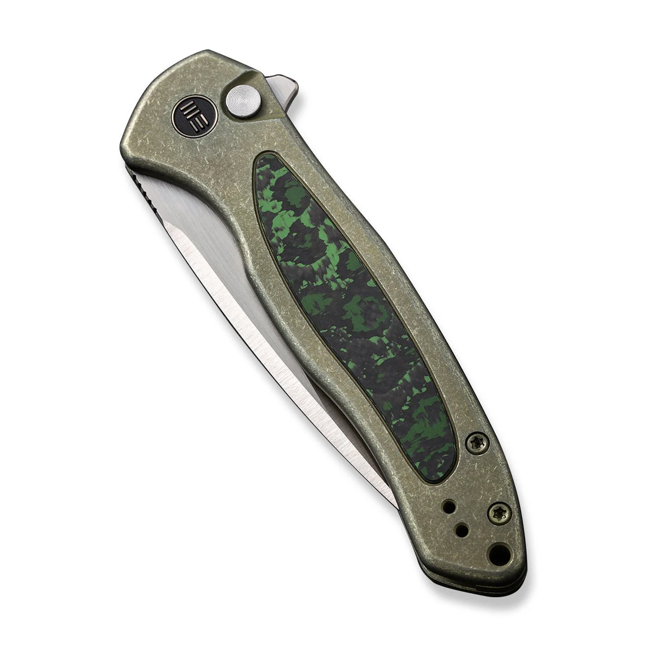 WEKNIFE Button Lock Kitefin Flipper Knife Titanium & FatCarbon Fiber Handle (3.22" CPM 20CV Blade) WE19002N-2 - Image 6