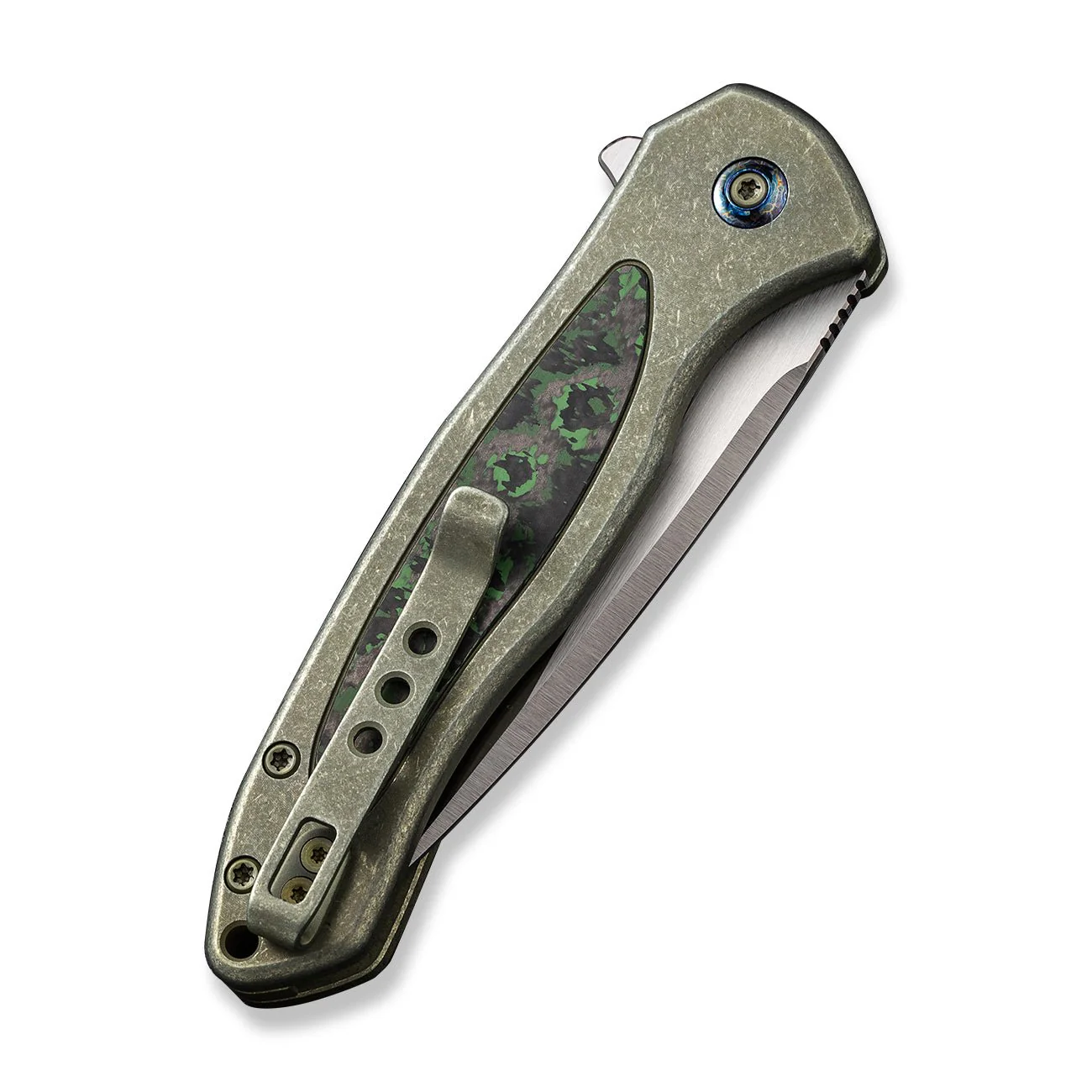 WEKNIFE Button Lock Kitefin Flipper Knife Titanium & FatCarbon Fiber Handle (3.22" CPM 20CV Blade) WE19002N-2 - Image 7