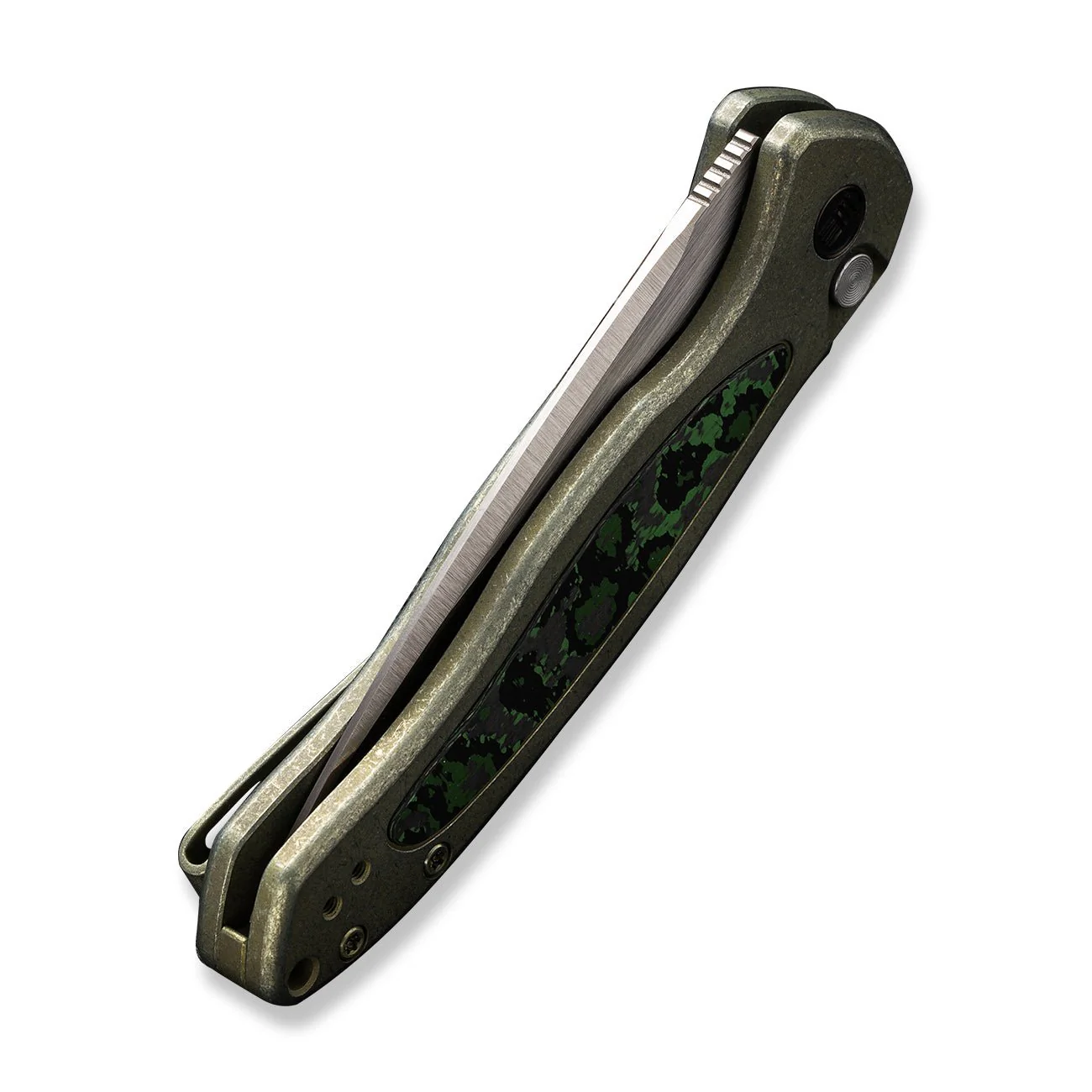 WEKNIFE Button Lock Kitefin Flipper Knife Titanium & FatCarbon Fiber Handle (3.22" CPM 20CV Blade) WE19002N-2 - Image 8