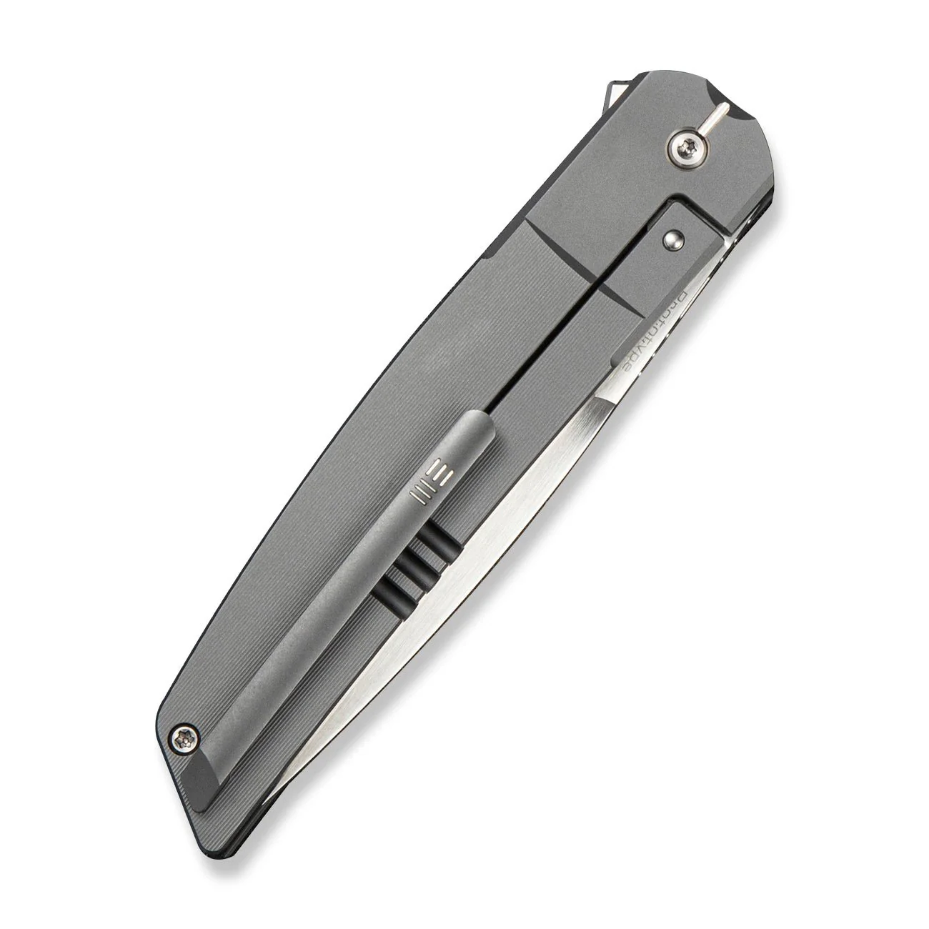 WEKNIFE Cavelle Flipper Knife Gray Titanium Handle (3.78" Hand Rubbed Satin Bohler M390 Blade) WE25012 Sample1 - Image 4