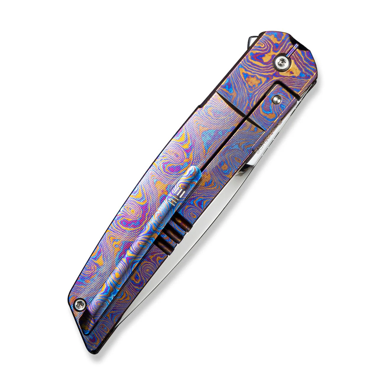 WEKNIFE Cavelle Flipper Knife Timascus Handle (3.78" Mirror Finished Bohler M390 Blade) WE25012 Sample2 - Image 4