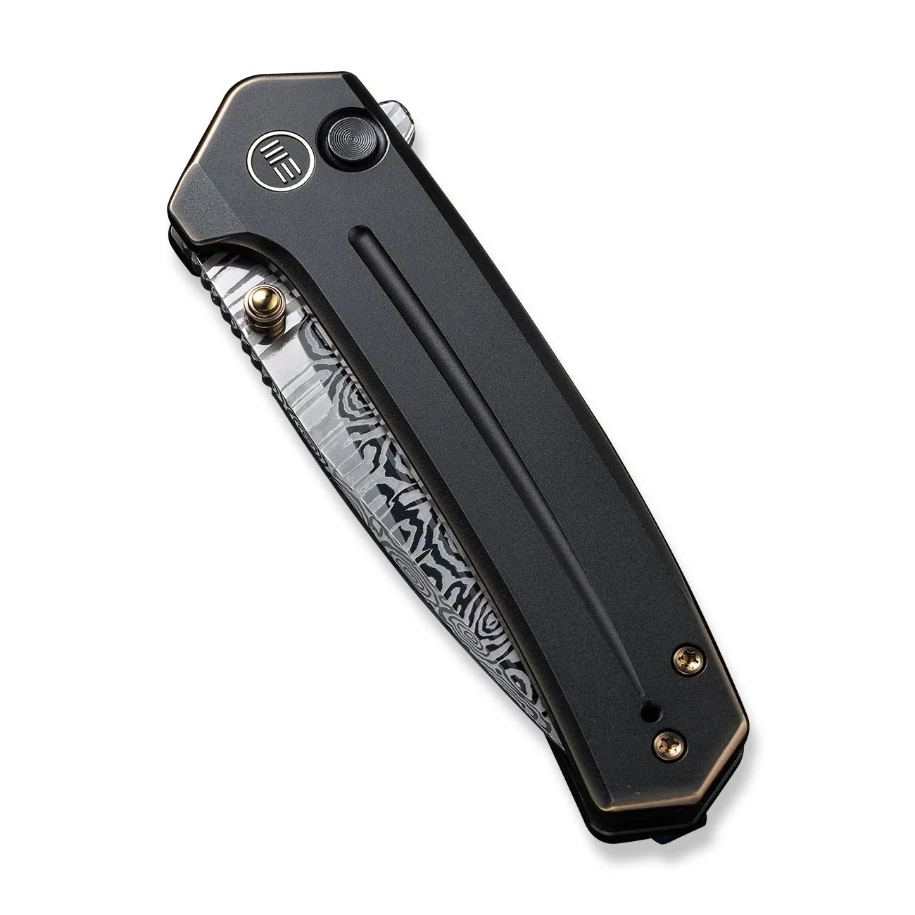 WEKNIFE Culex Flipper & Thumb Stud & Button Lock Knife Titanium Handle (2.97" Damasteel Blade) WE21026B-DS1 - Image 5