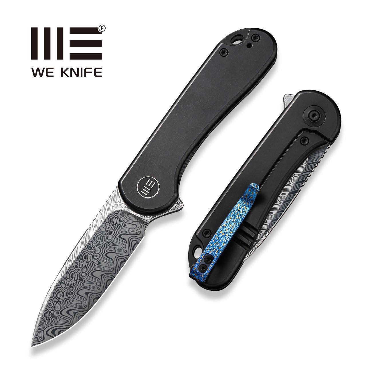 WEKNIFE Elementum Flipper Knife Titanium Handle (2.96" Damasteel Blade) WE18062X-DS1