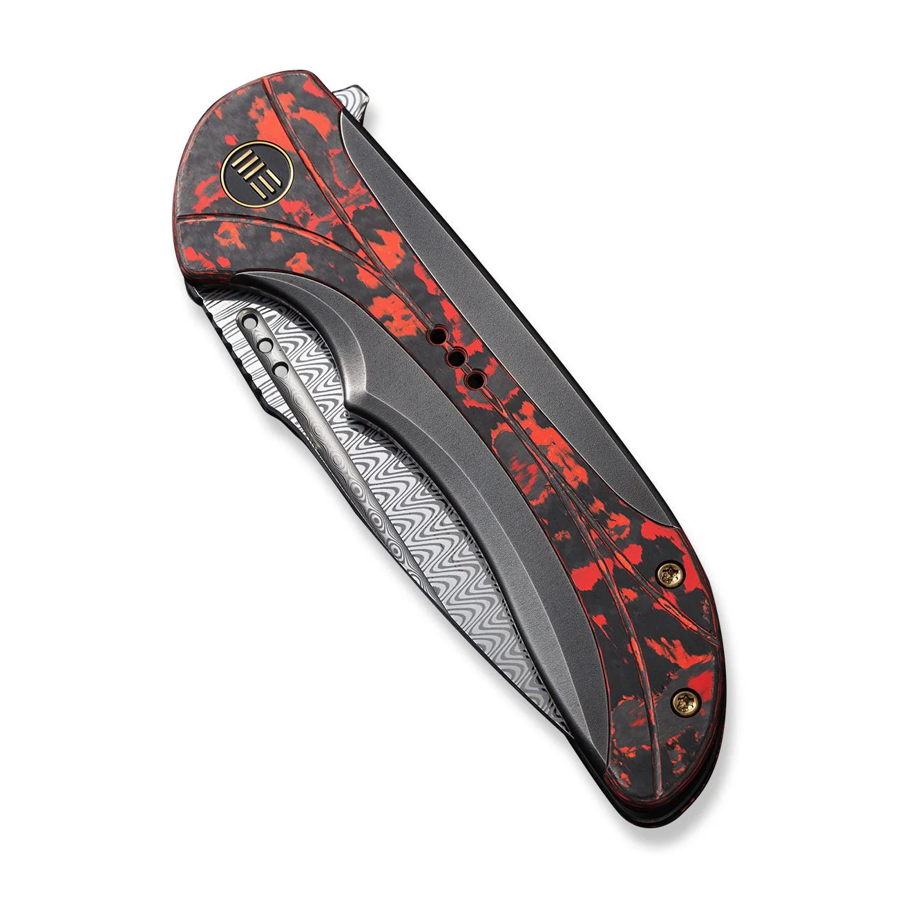 WEKNIFE Equivik Flipper Knife Titanium & FatCarbon Fiber Handle (3.48" Damasteel Blade) WE23020-DS1 - Image 7