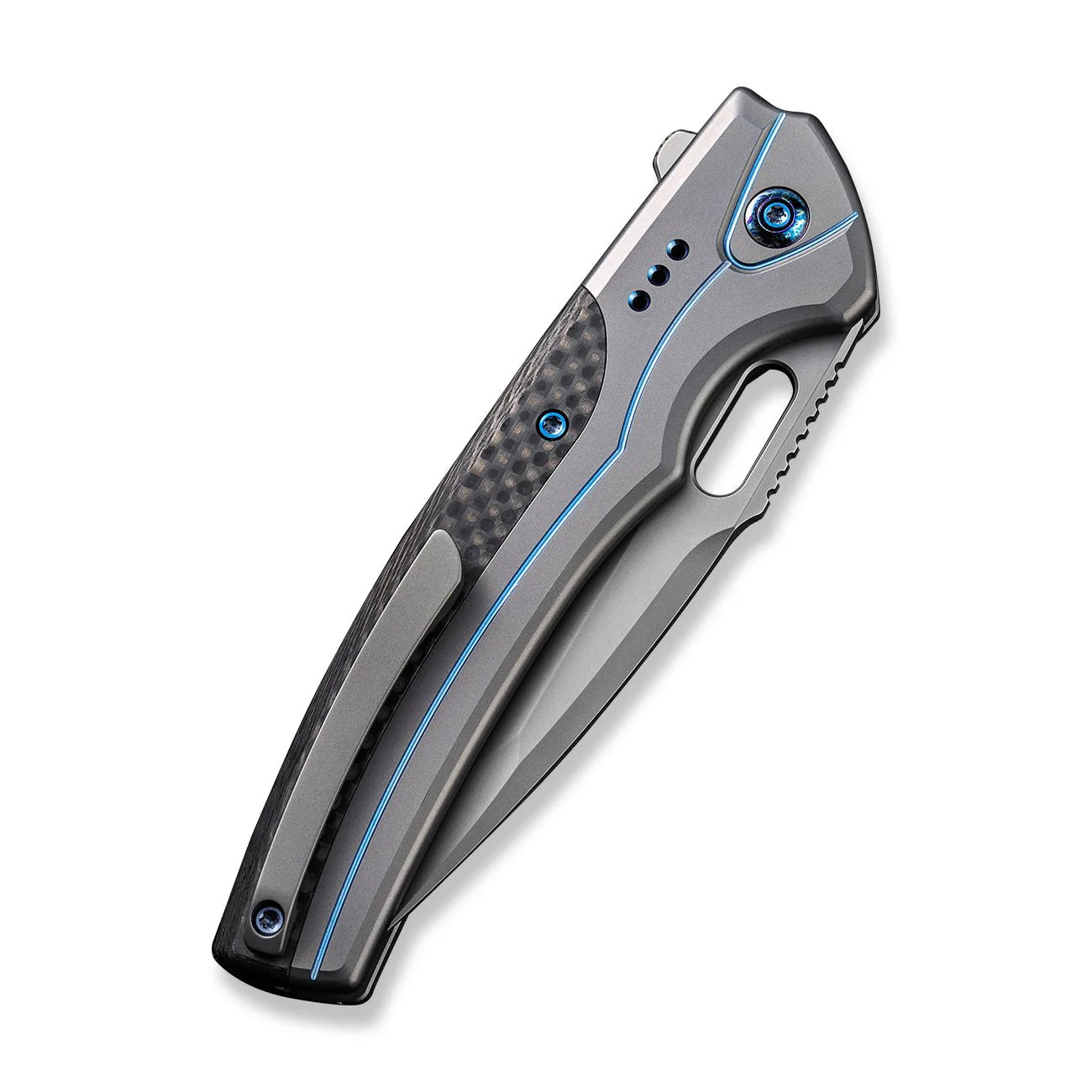 WEKNIFE Exciton Flipper & Thumb Hole & Button Lock Knife Titanium Handle (3.68" CPM 20CV Blade) WE22038A-3 - Image 7