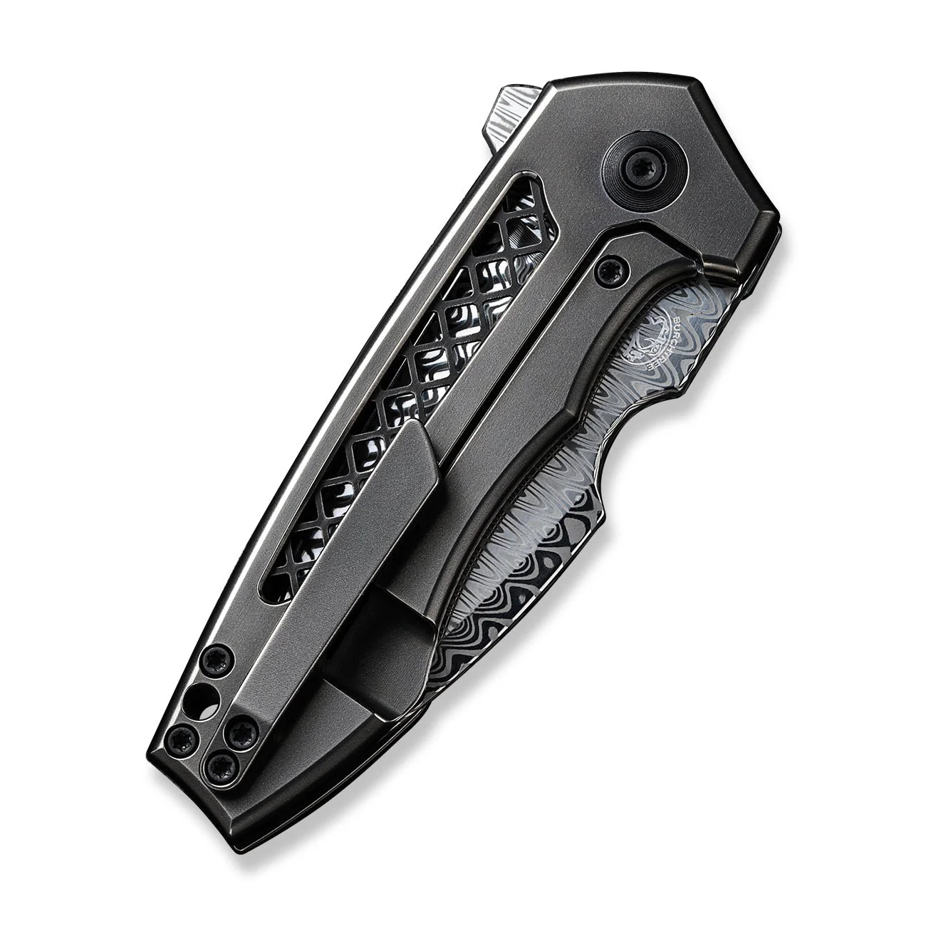 WEKNIFE Harpen Flipper Knife Titanium Handle (2.98" Damasteel Blade) WE23019-DS1 - Image 7