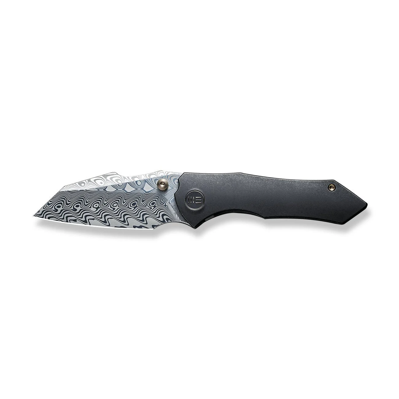 WEKNIFE High-Fin Thumb Stud Knife Titanium Handle (2.98" Damasteel Blade) WE22005-DS1 - Image 4