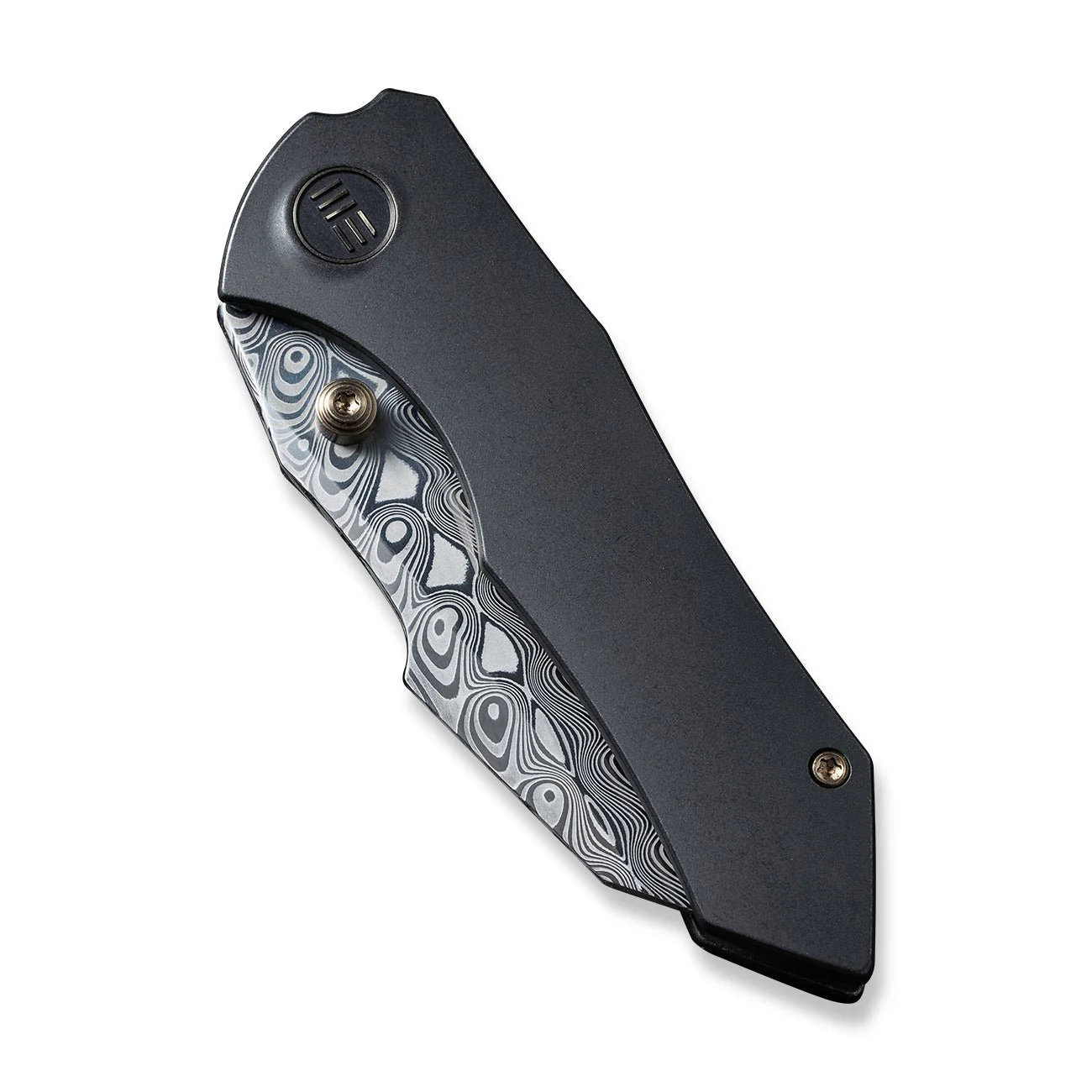 WEKNIFE High-Fin Thumb Stud Knife Titanium Handle (2.98" Damasteel Blade) WE22005-DS1 - Image 6