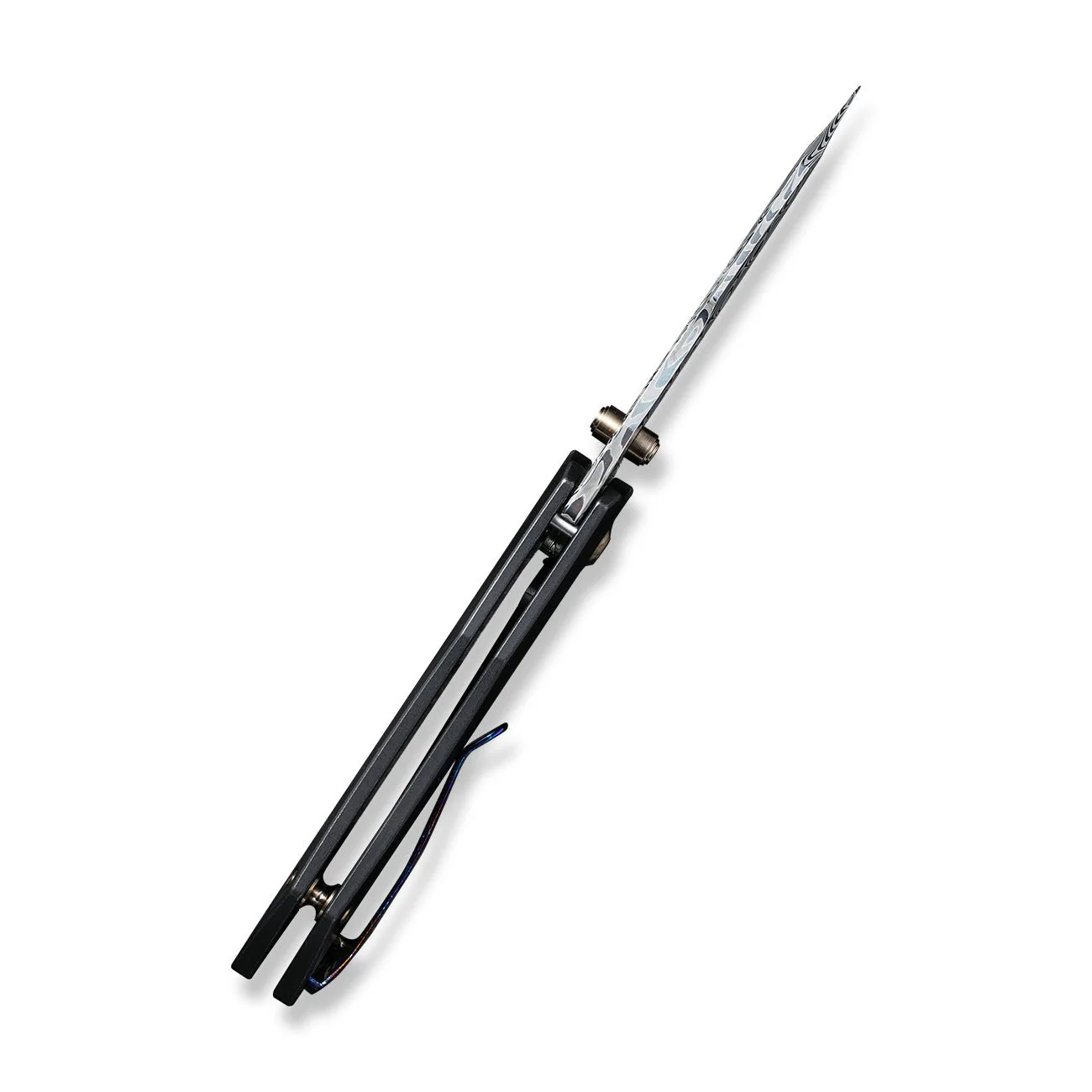 WEKNIFE High-Fin Thumb Stud Knife Titanium Handle (2.98" Damasteel Blade) WE22005-DS1 - Image 9