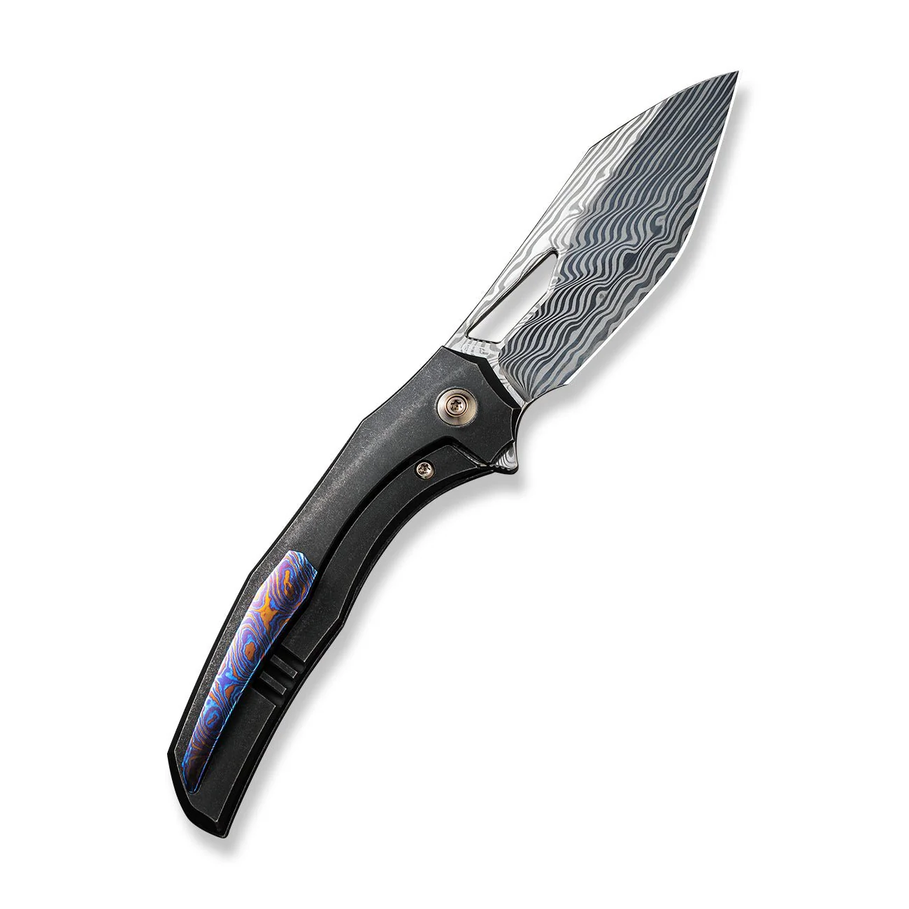 WEKNIFE Ignio Flipper & Thumb Hole Knife Titanium Handle (3.3" Damasteel Blade) WE22042B-DS1 - Image 2