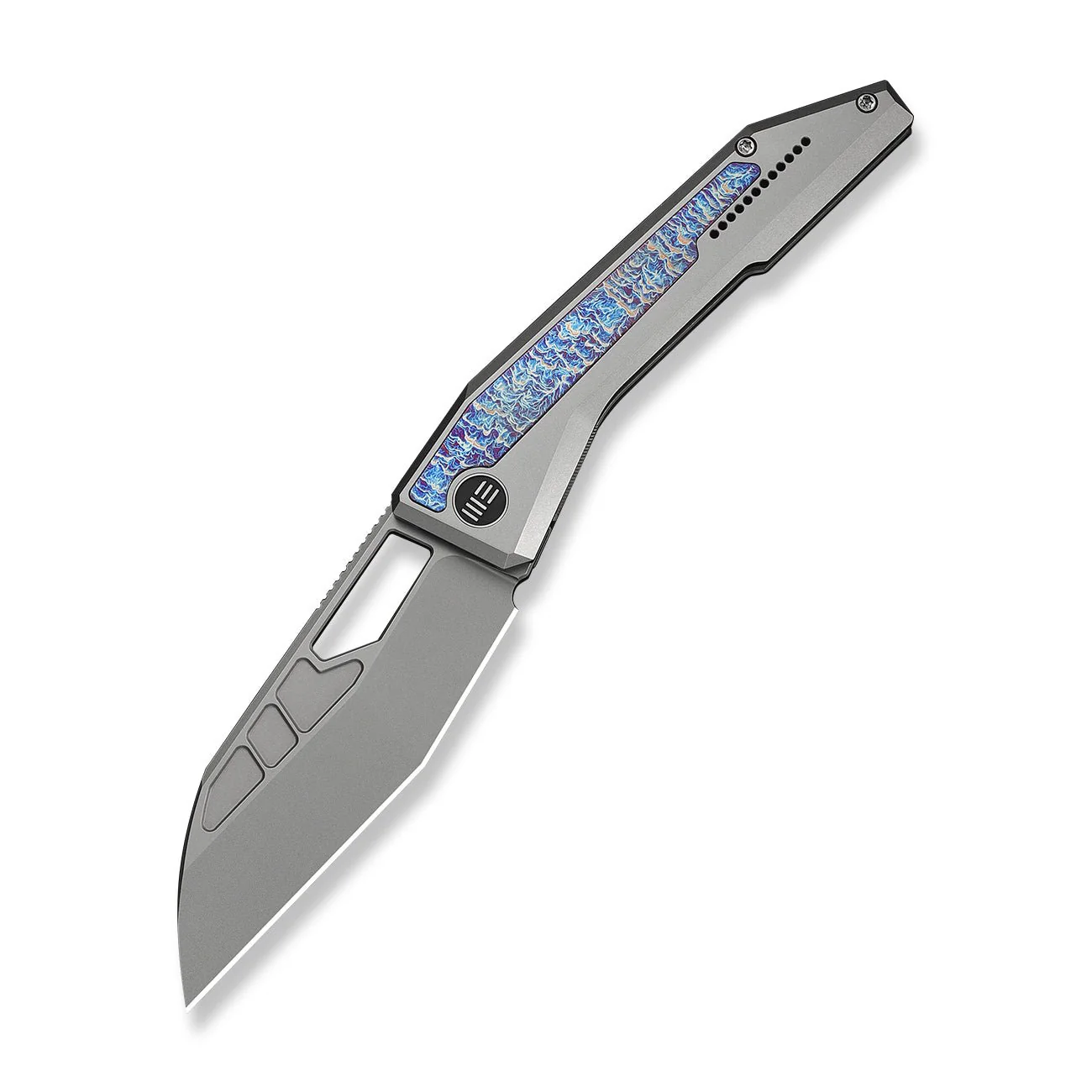 WEKNIFE Inceptus Flipper & Thumb Hole Knife Gray Titanium Handle With Flamed Titanium Inlay (3.57" Stonewashed Bohler M390 Blade) WE25017-2 - Image 3