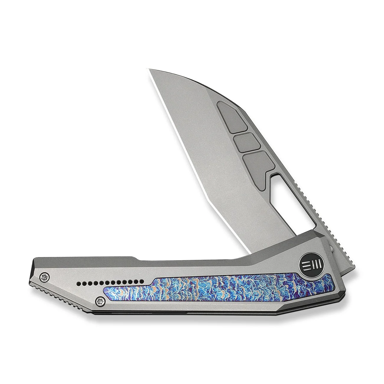 WEKNIFE Inceptus Flipper & Thumb Hole Knife Gray Titanium Handle With Flamed Titanium Inlay (3.57" Stonewashed Bohler M390 Blade) WE25017-2 - Image 5
