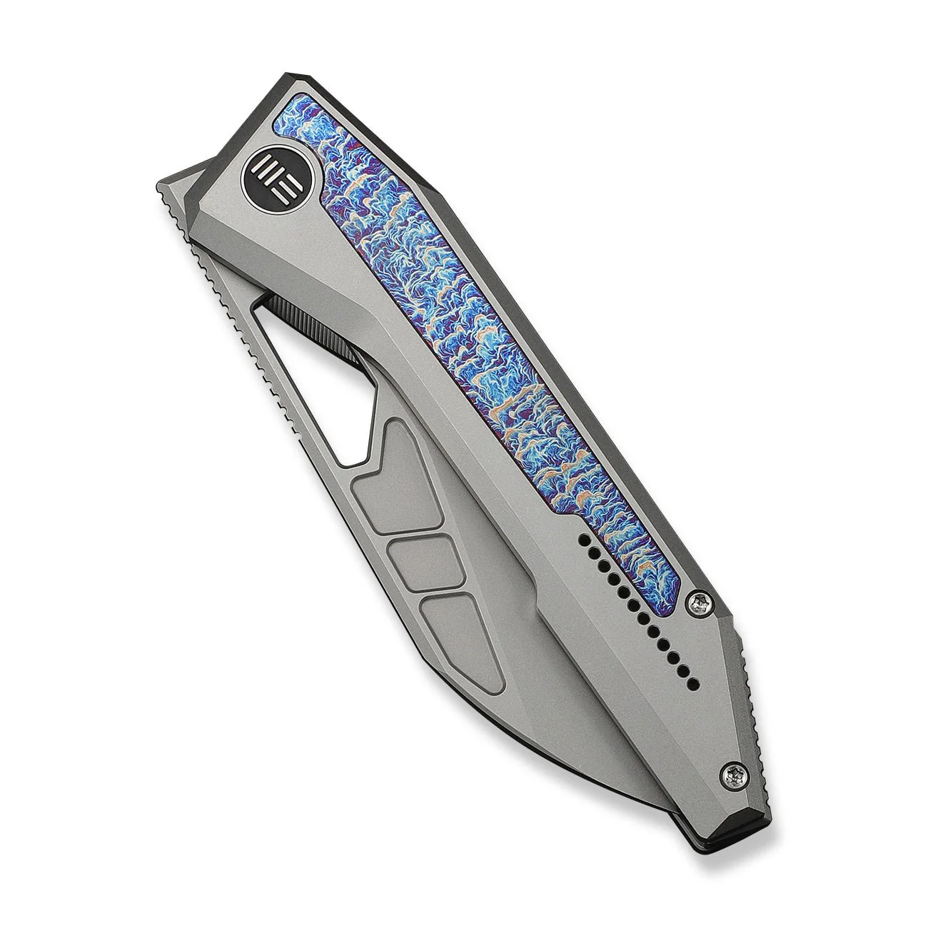 WEKNIFE Inceptus Flipper & Thumb Hole Knife Gray Titanium Handle With Flamed Titanium Inlay (3.57" Stonewashed Bohler M390 Blade) WE25017-2 - Image 6