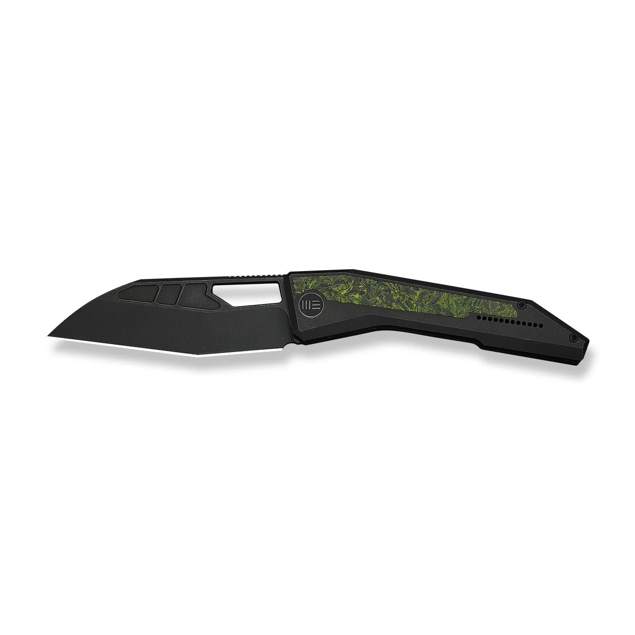 WEKNIFE Inceptus Flipper & Thumb Hole Knife Black Titanium Handle With Green & Black Carbon Fiber Inlay (3.57" Black Stonewashed Bohler M390 Blade) WE25017-3 - Image 4