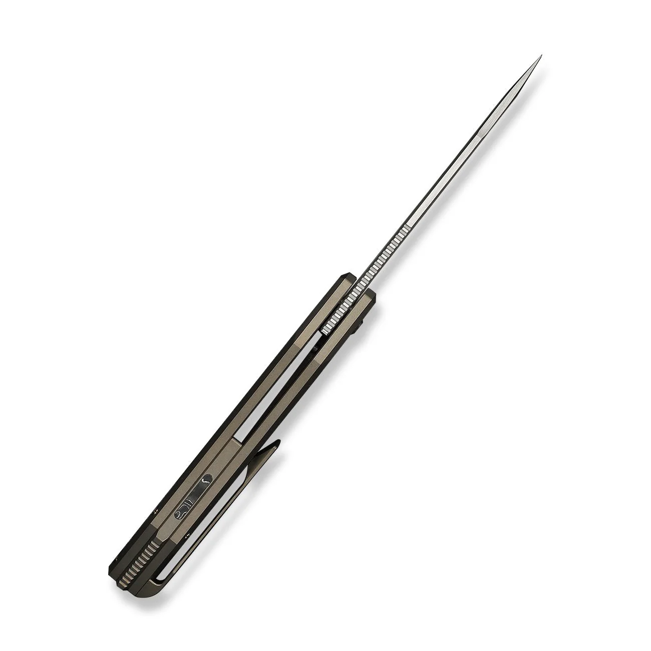 WEKNIFE Inceptus Flipper & Thumb Hole Knife Champagne Titanium Handle With Aluminum Foil Carbon Fiber Inlay (3.57" Satin Finished Bohler M390 Blade) WE25017-4 - Image 9