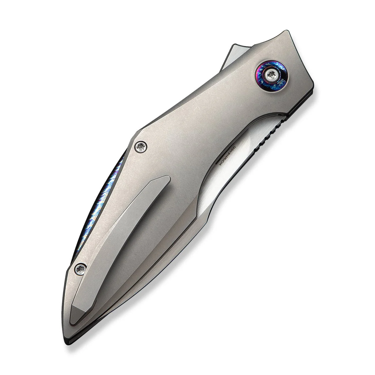 WEKNIFE Krait Snake Flipper Knife Gray Titanium Handle (3.34" Hand Rubbed Satin Bohler M390 Blade) WE24084-2 - Image 7