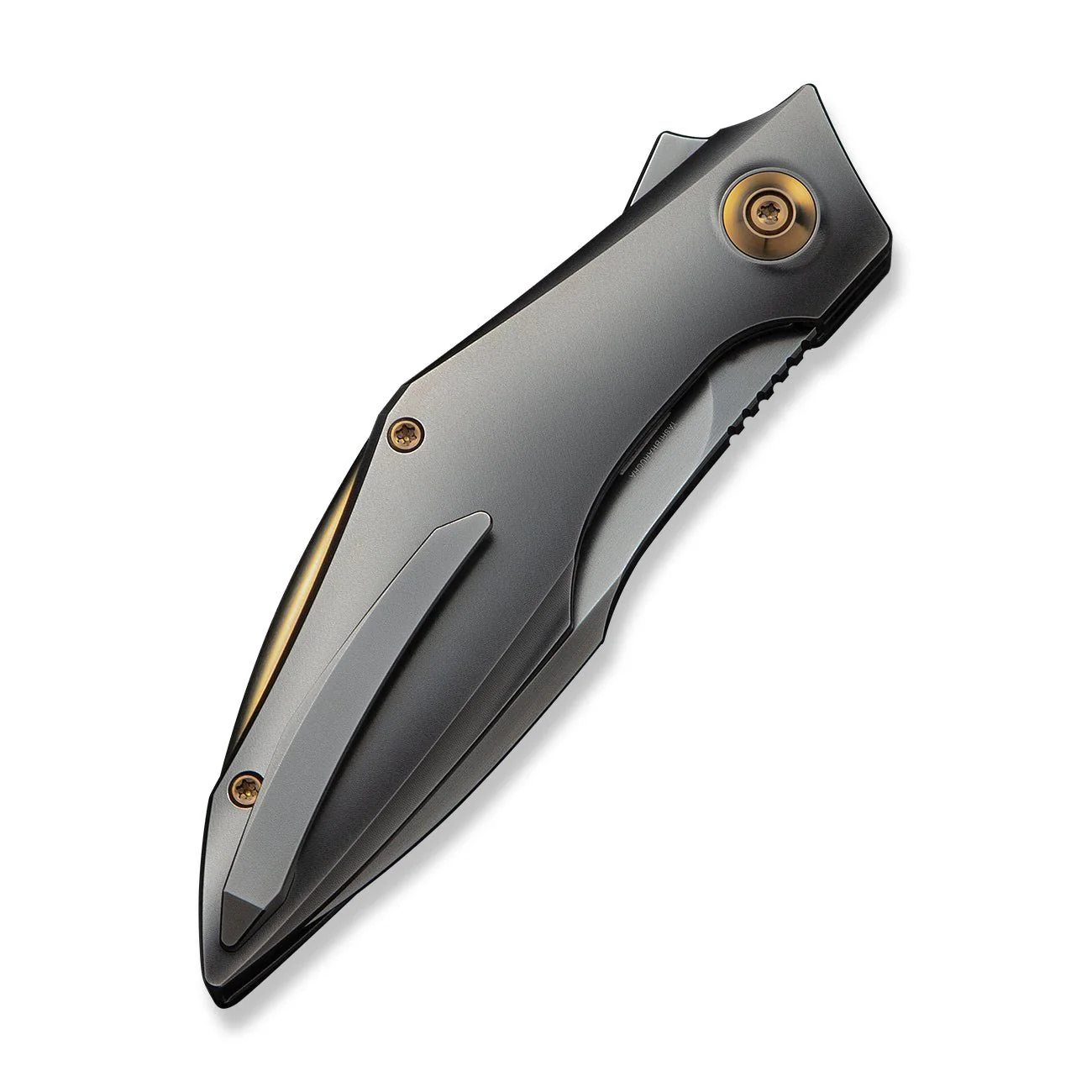 WEKNIFE Krait Snake Flipper Knife Polished Gray Titanium Handle (3.34" Polished Gray Bohler M390 Blade) WE24084-3 - Image 7