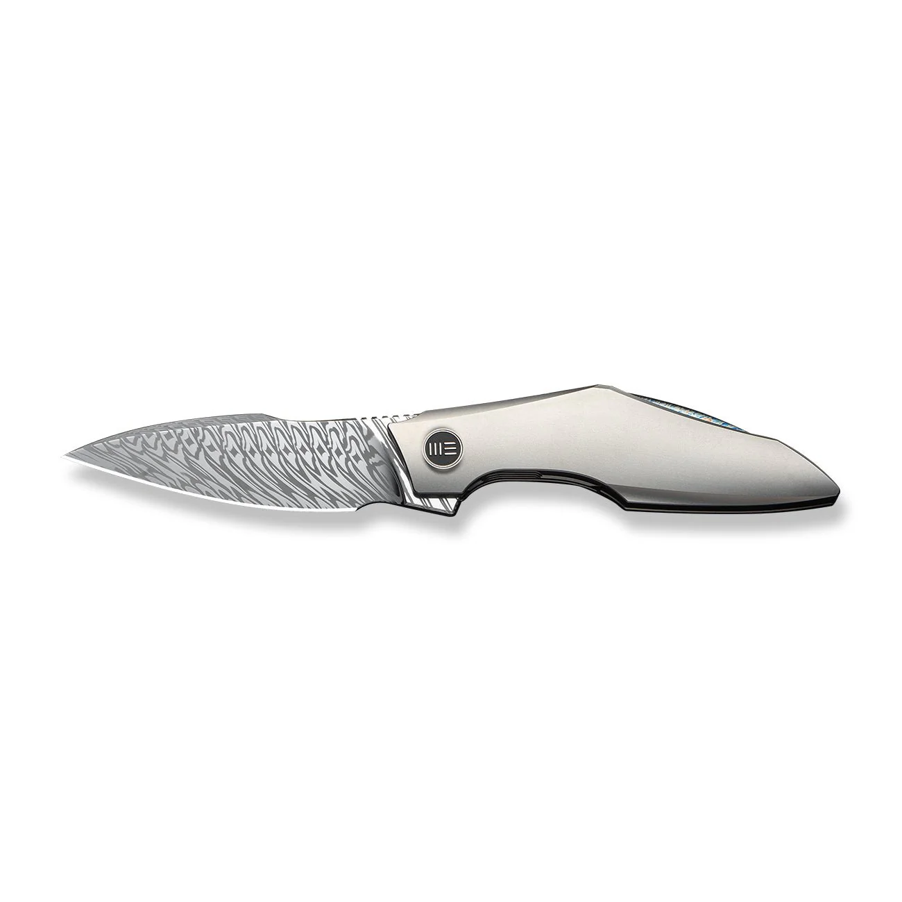 WEKNIFE Krait Snake Flipper Knife Gray Titanium Handle (3.34" Fafnir Damasteel Blade) WE24084-DS1 - Image 4