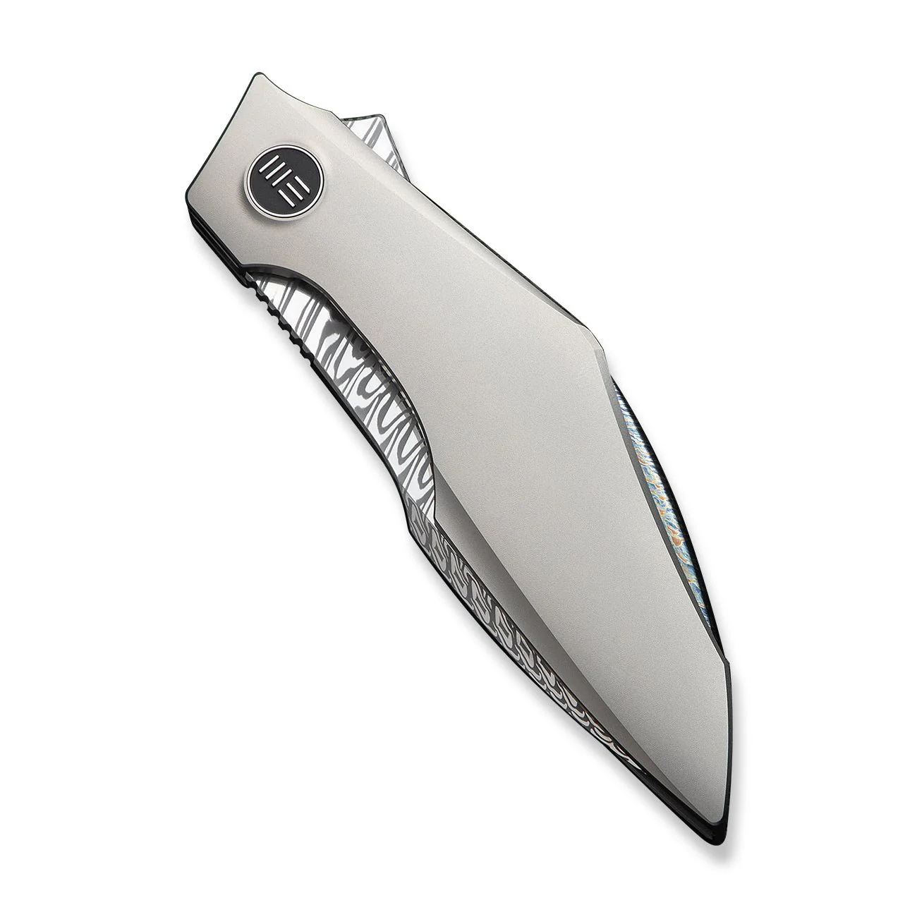 WEKNIFE Krait Snake Flipper Knife Gray Titanium Handle (3.34" Fafnir Damasteel Blade) WE24084-DS1 - Image 6
