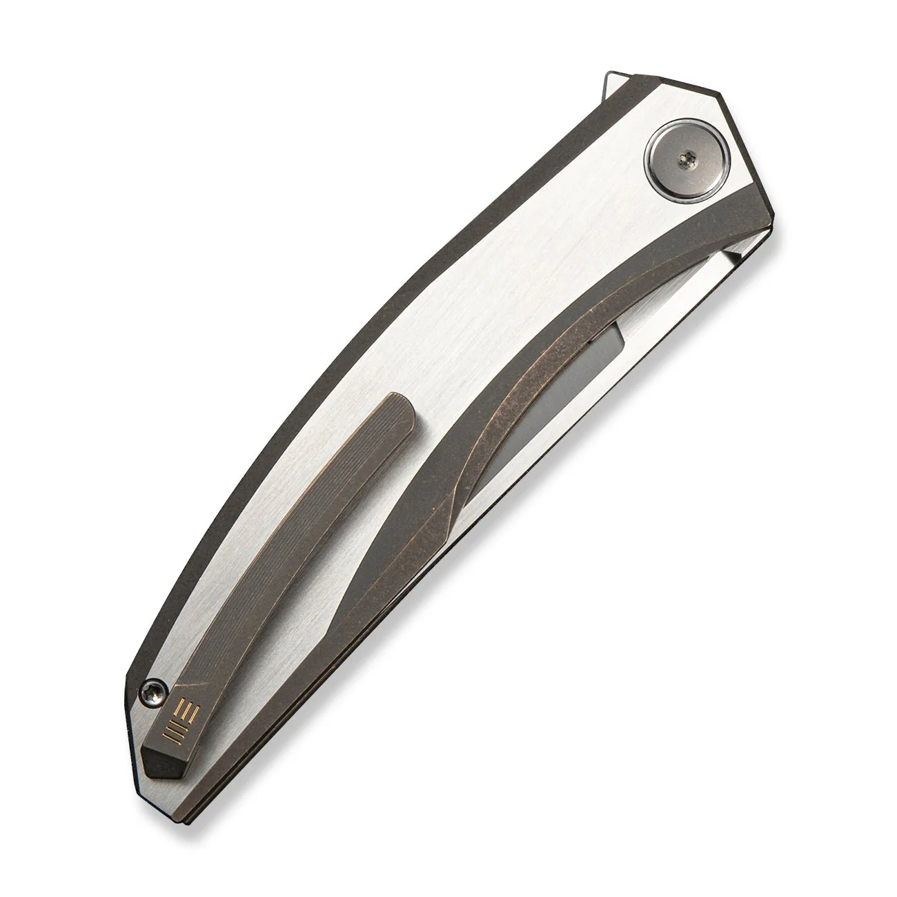 WEKNIFE Kryon Flipper Knife Bronze / Satin Titanium Handle (3.92" Hand Rubbed Satin Bohler M390 Blade) WE25019 Sample2 - Image 4